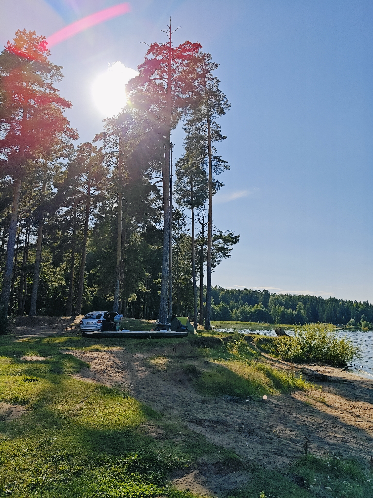 Inflatable boat launch and fishing day on the Kama River