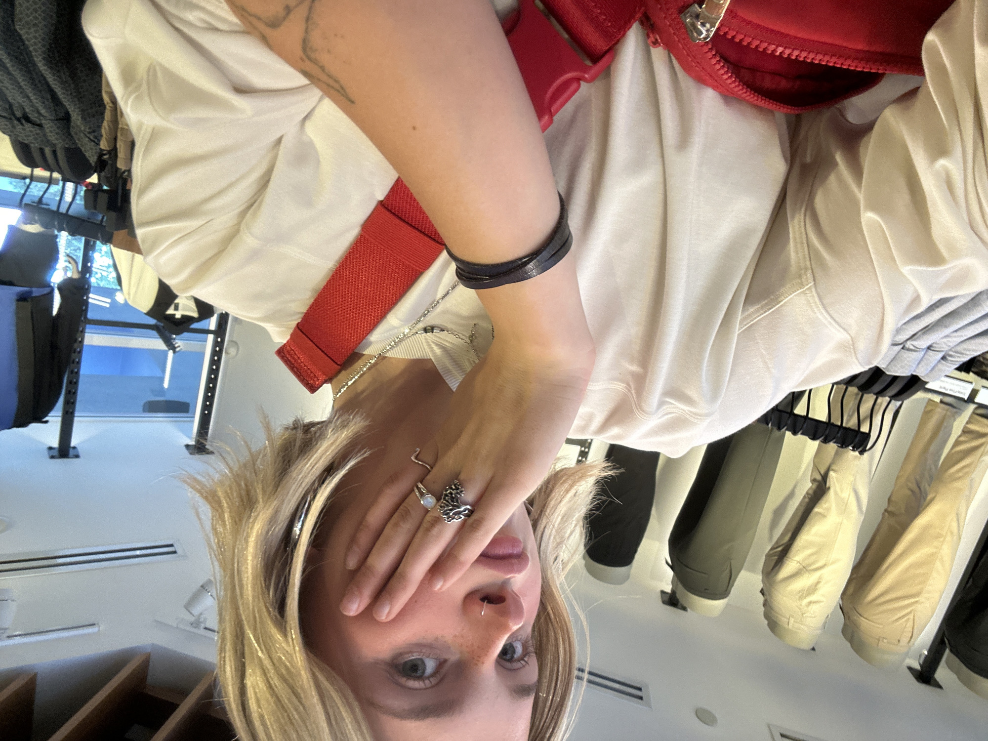 Person takes indoor selfies in Whistler during early morning