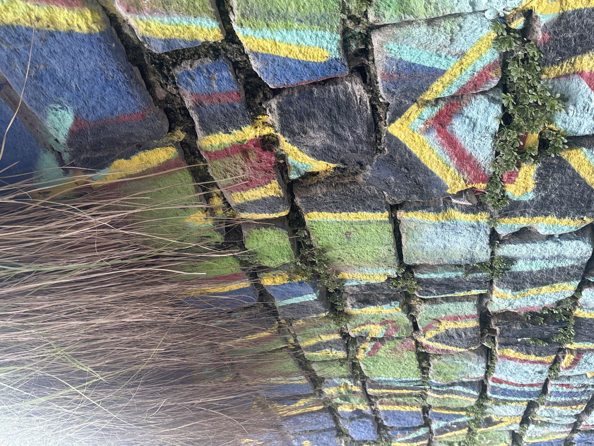 Street-level textures and decorative details in Vashisht, India