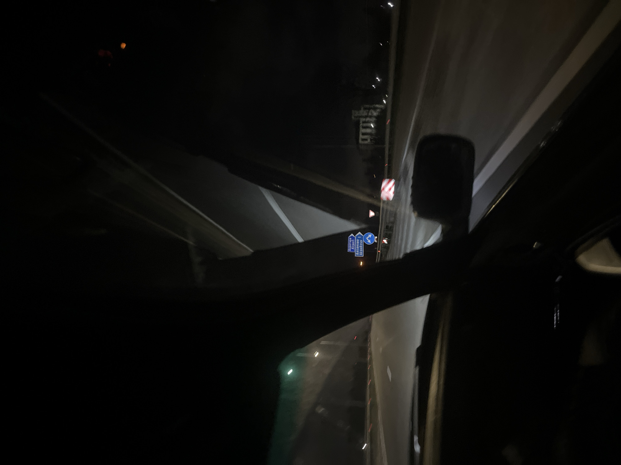 Night highway drive captured near Aksakovo, Bulgaria