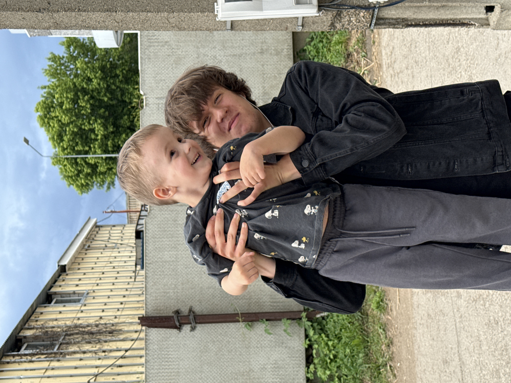 Mother and child enjoy hopscotch game in Chaikovsky, Russia