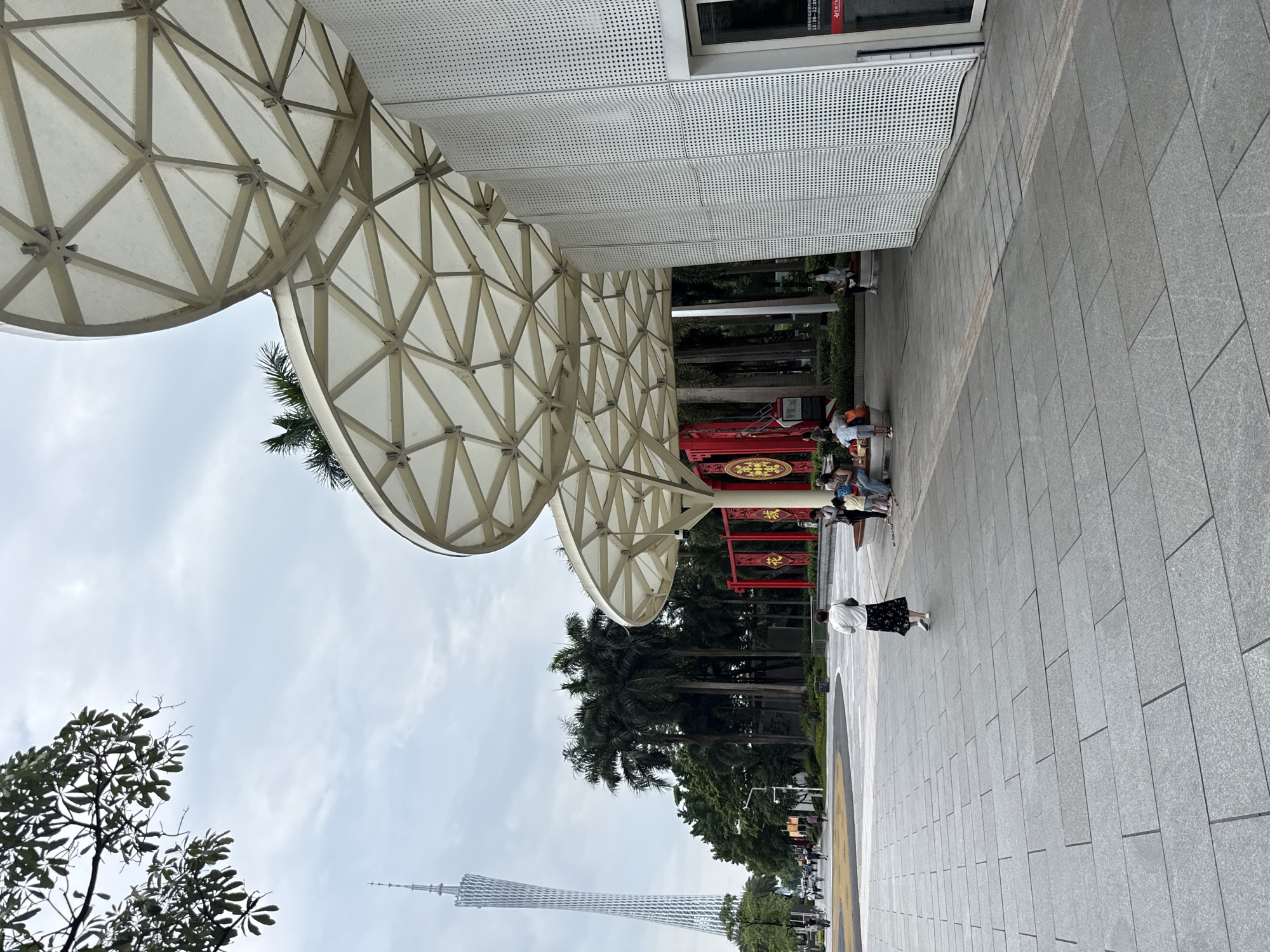 Guangzhou's Tianhe skyline from street level, June 2026