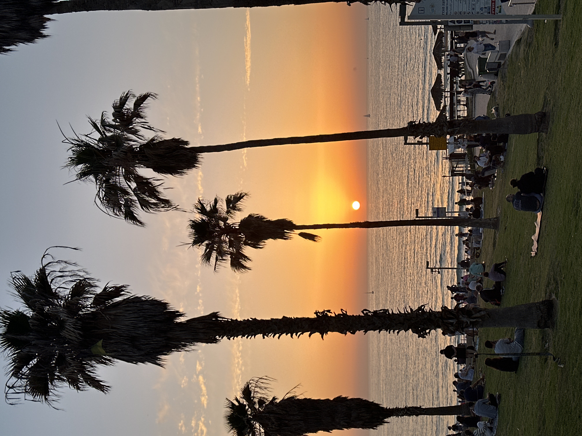 Sunset observed over Mediterranean Sea in Tel Aviv