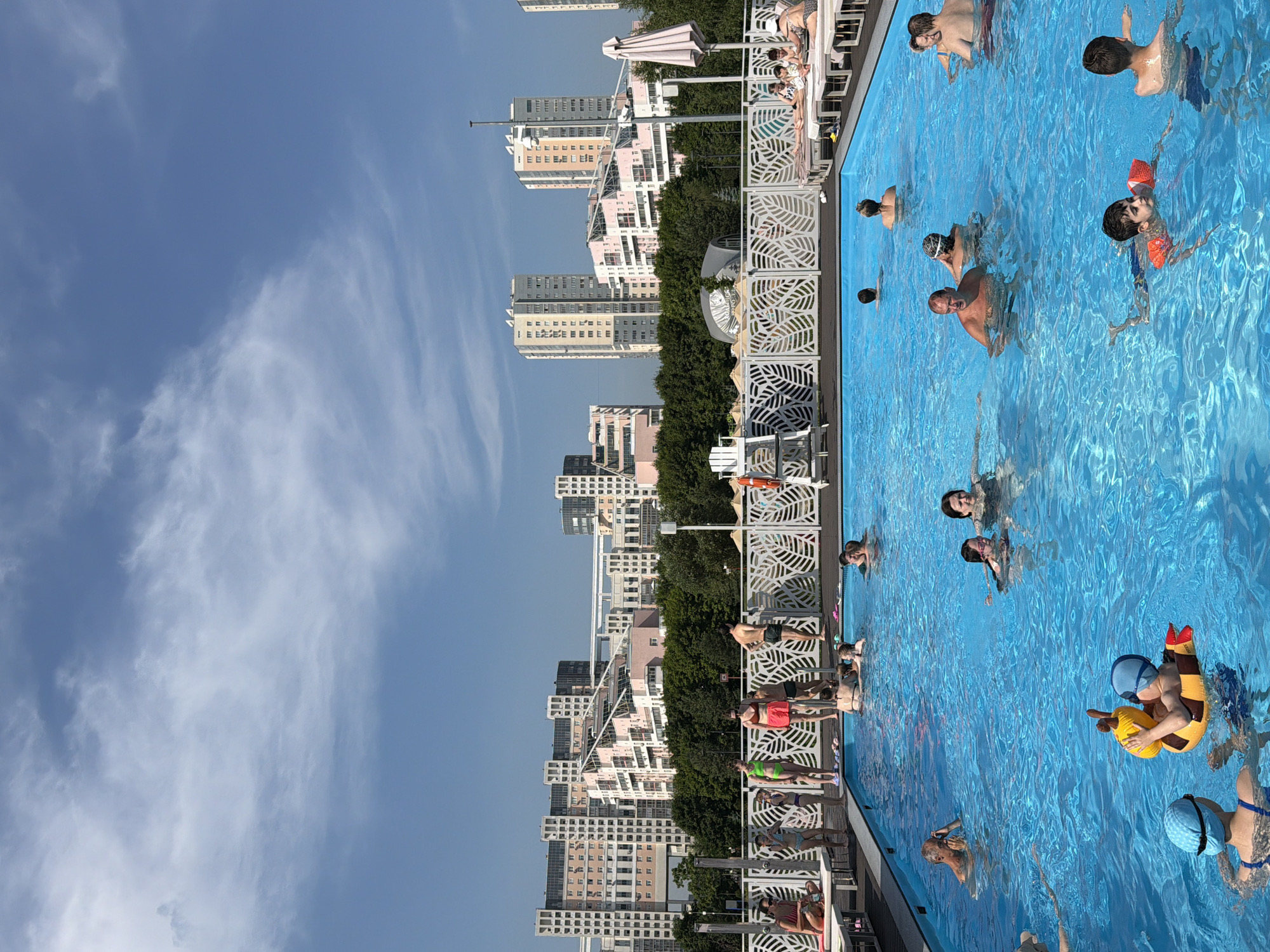 Summer pool day in Khimki, with glimpses of everyday life nearby