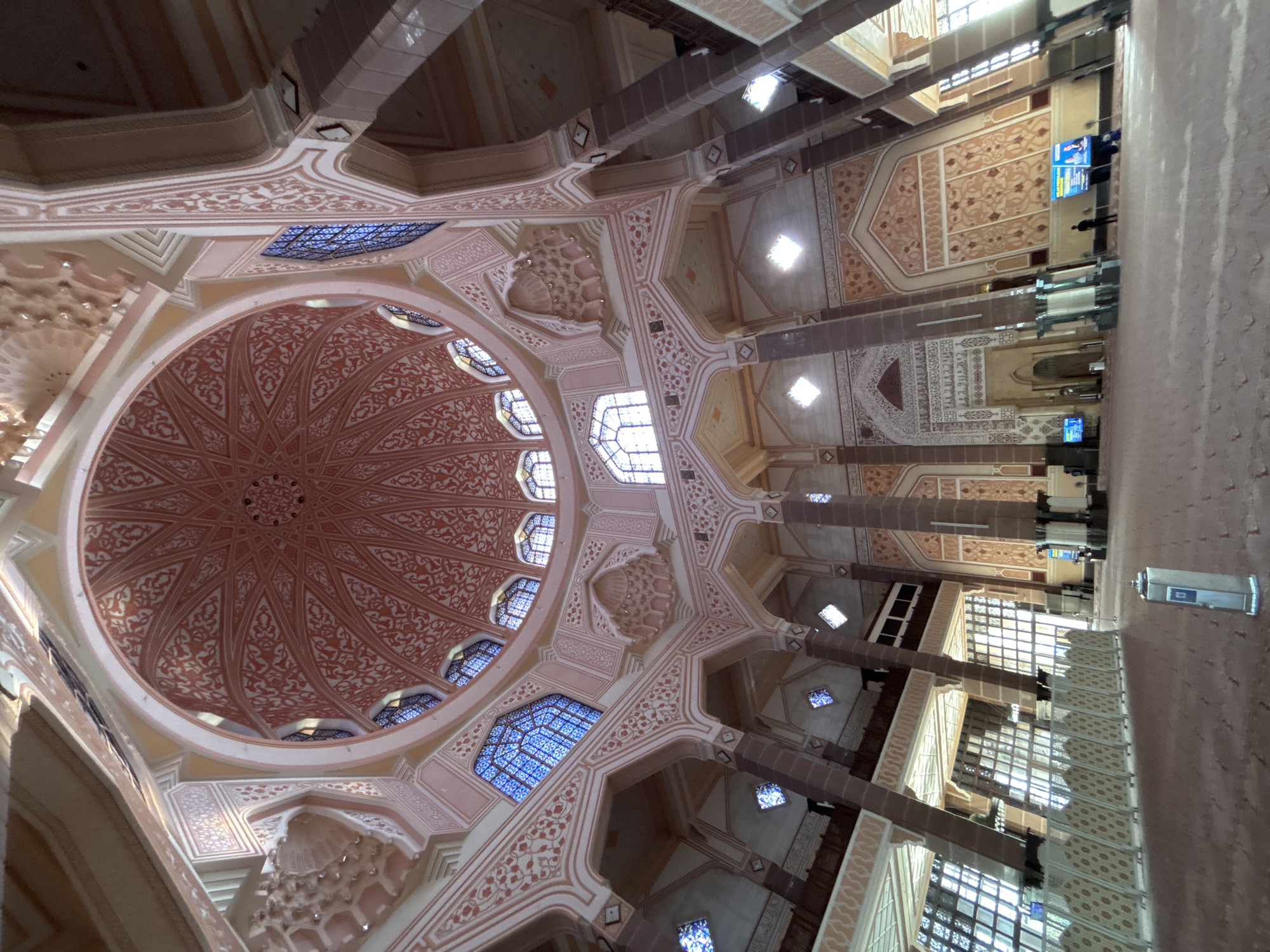Inside and outside Putrajaya's pink lakeside mosque