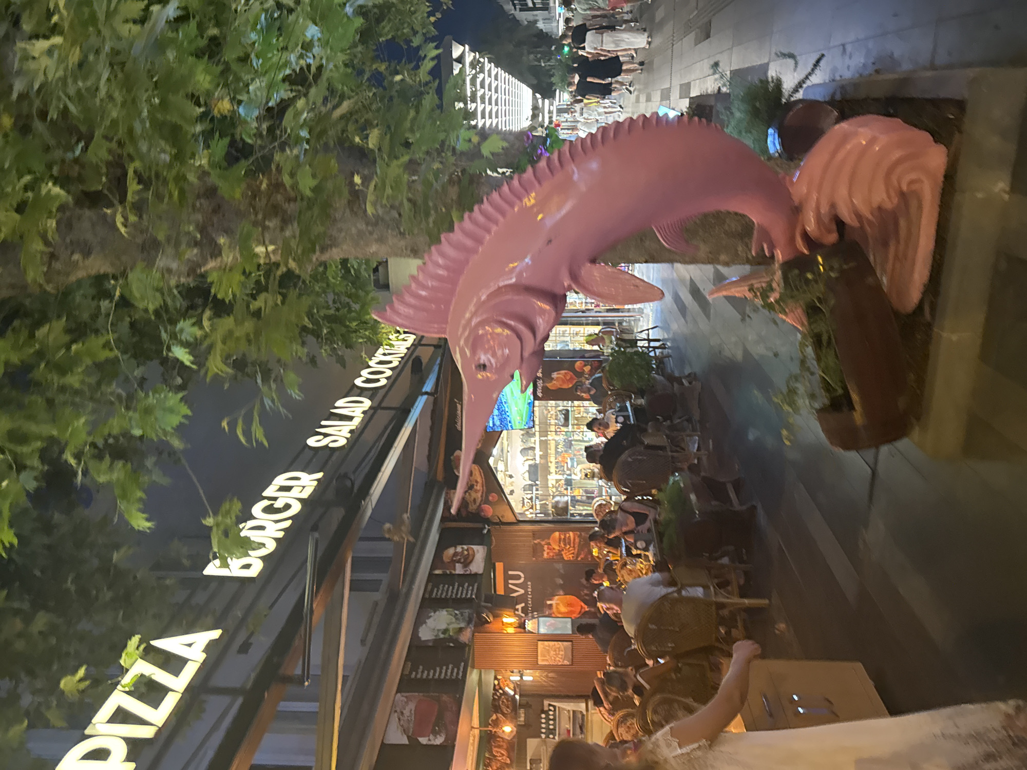 Kemer's tourist strip at night, shops and street scenes