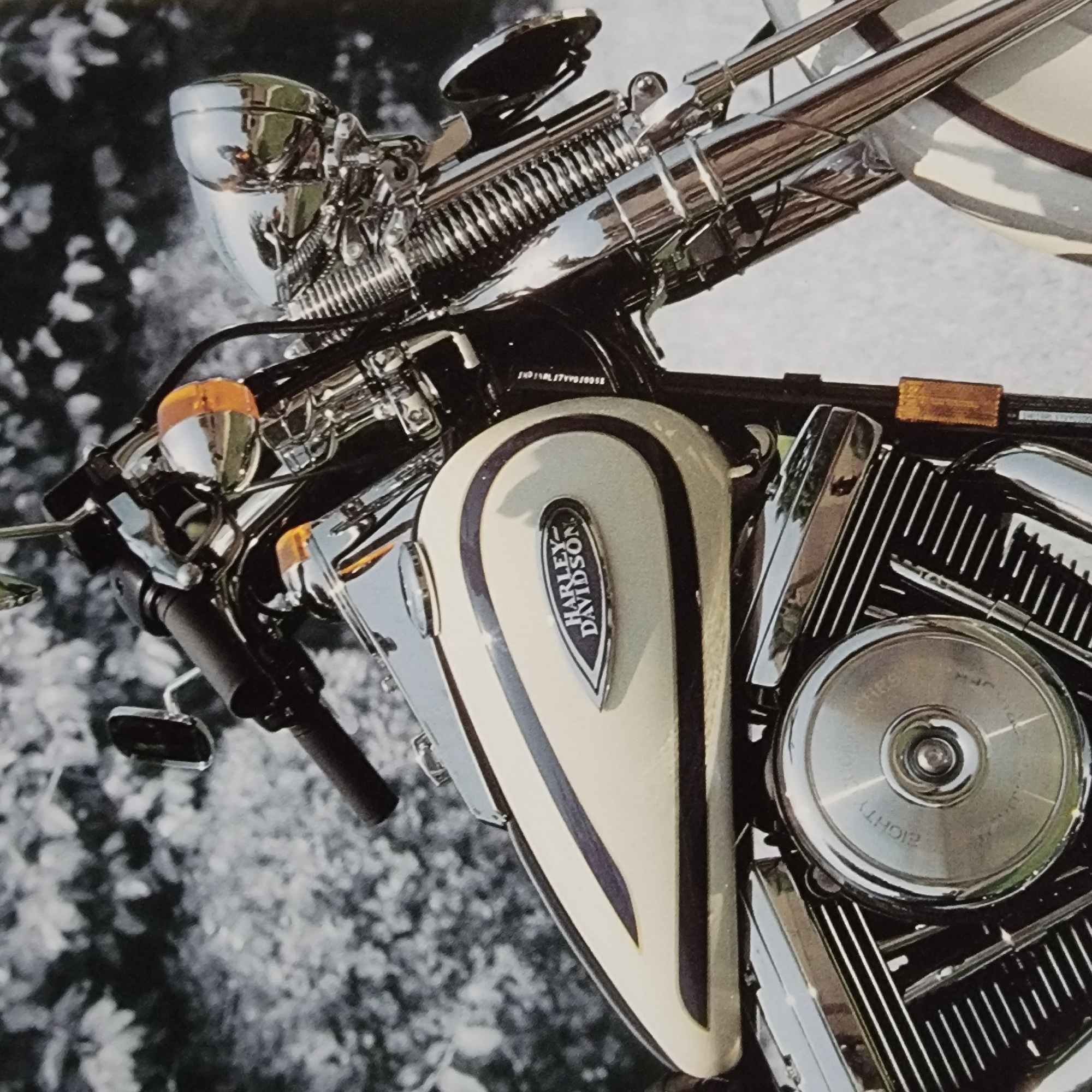 Close-up showcase of custom Harley-Davidson motorcycles in varied styles