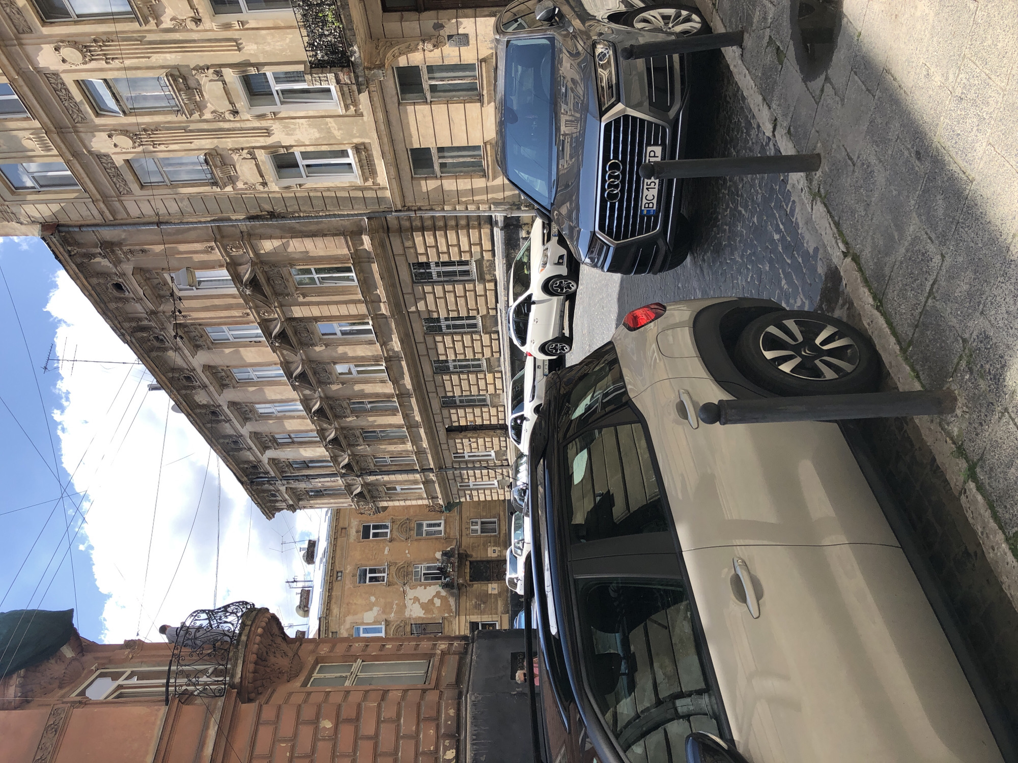 Cobblestone streets and ornate facades in Lviv's historic center