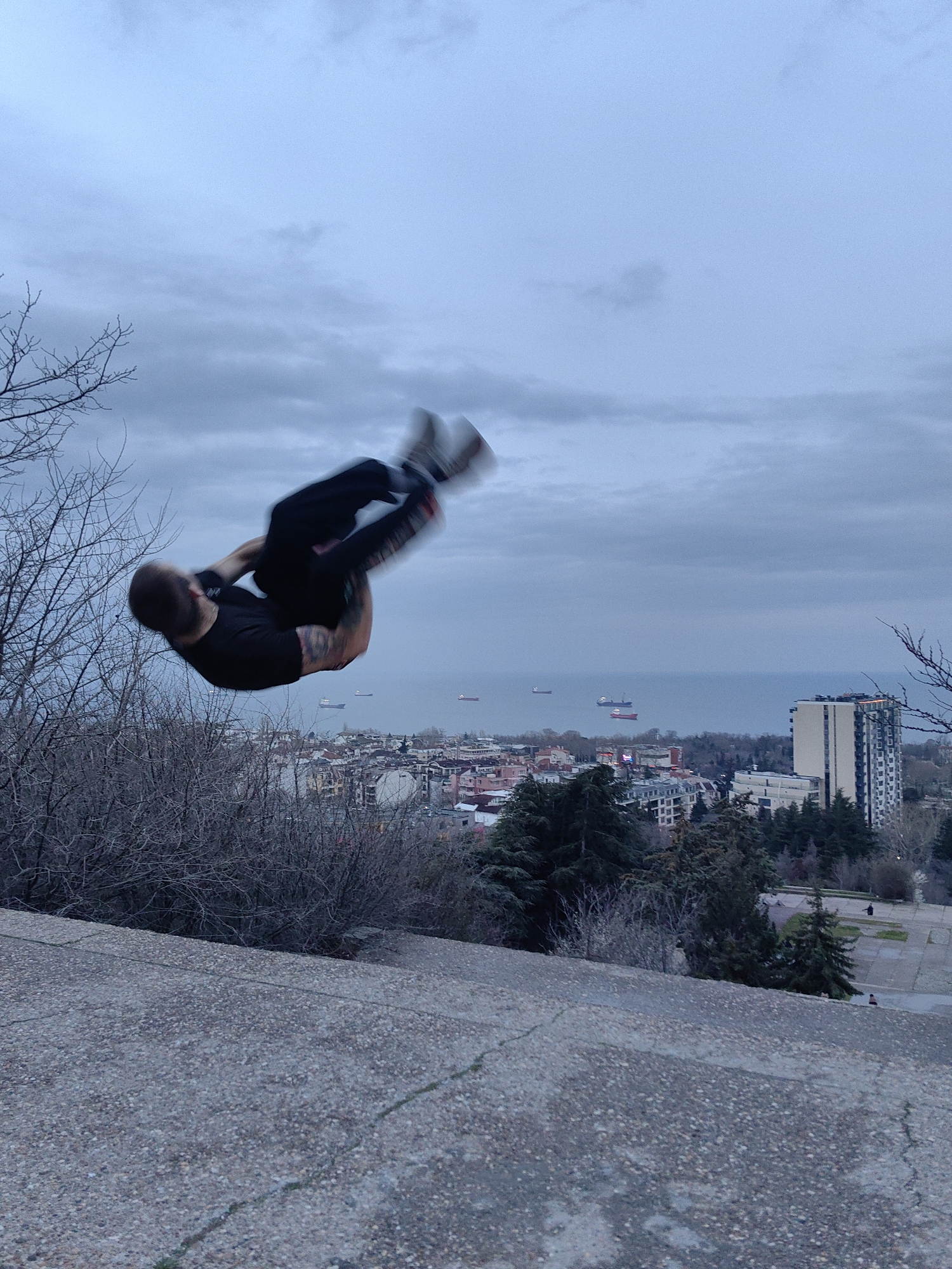 Man performs acrobatic stunts across multiple Varna locations