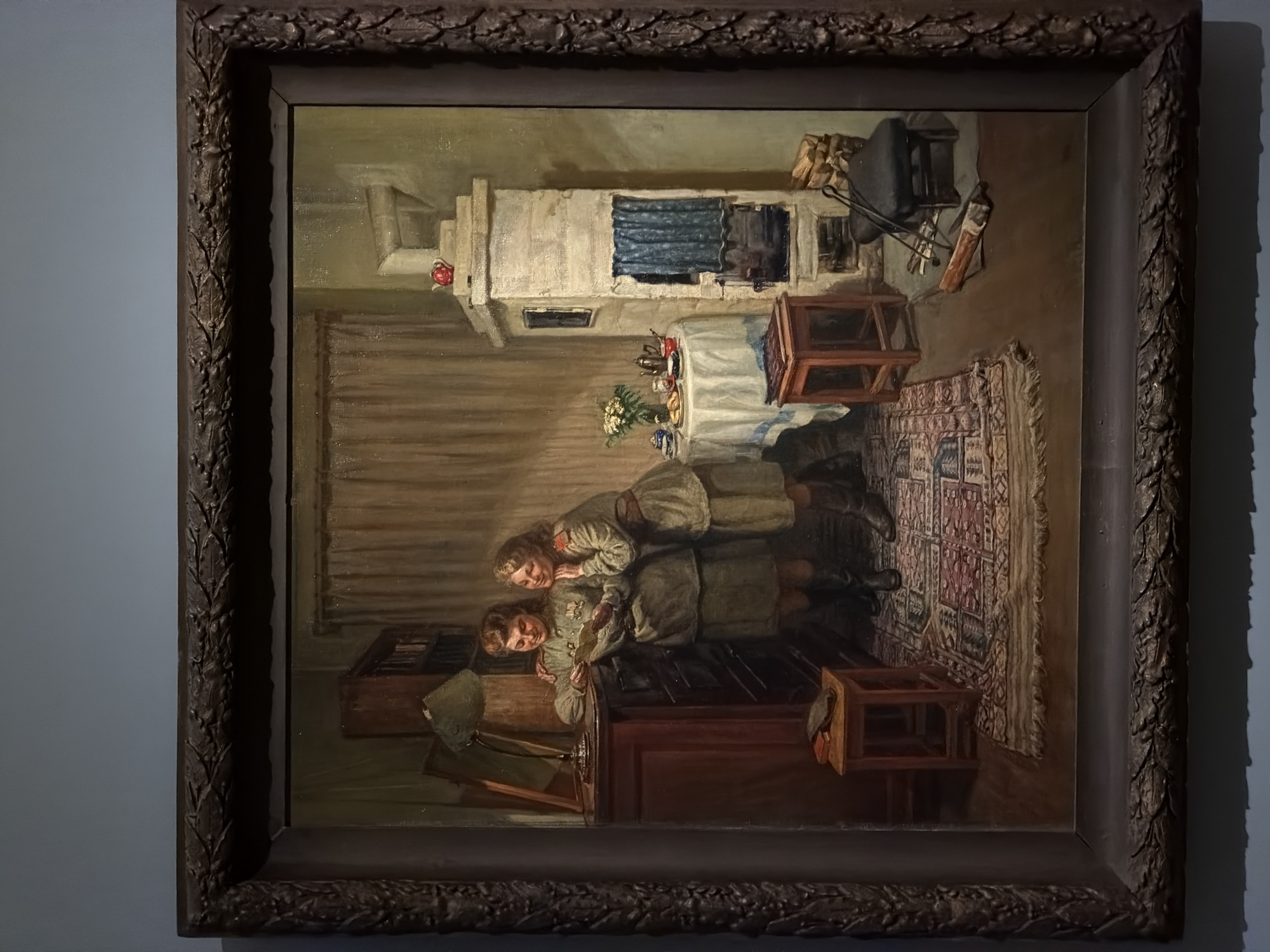Two paintings observed in Moscow gallery or exhibition