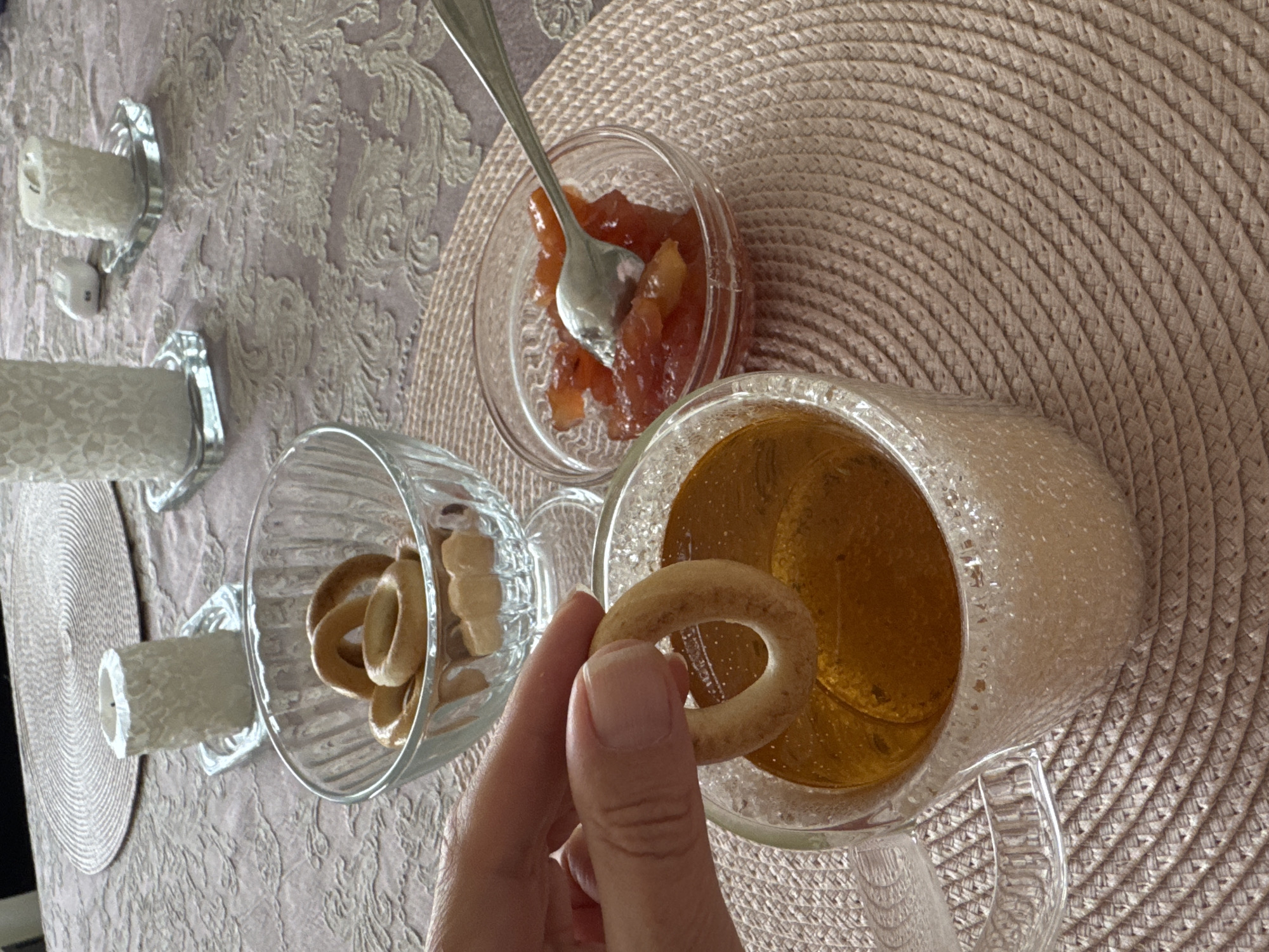 Morning tea setting documented in Sinyavino, Russia