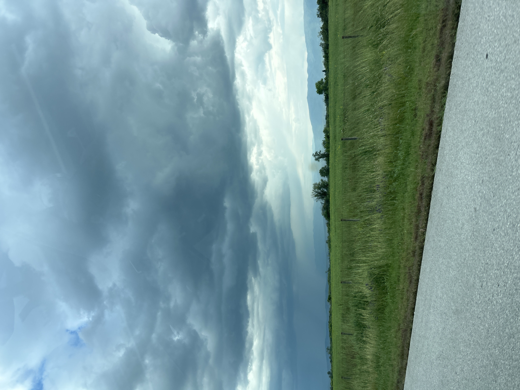 Storm clouds gather over Shtarkovo, Bulgaria highway area