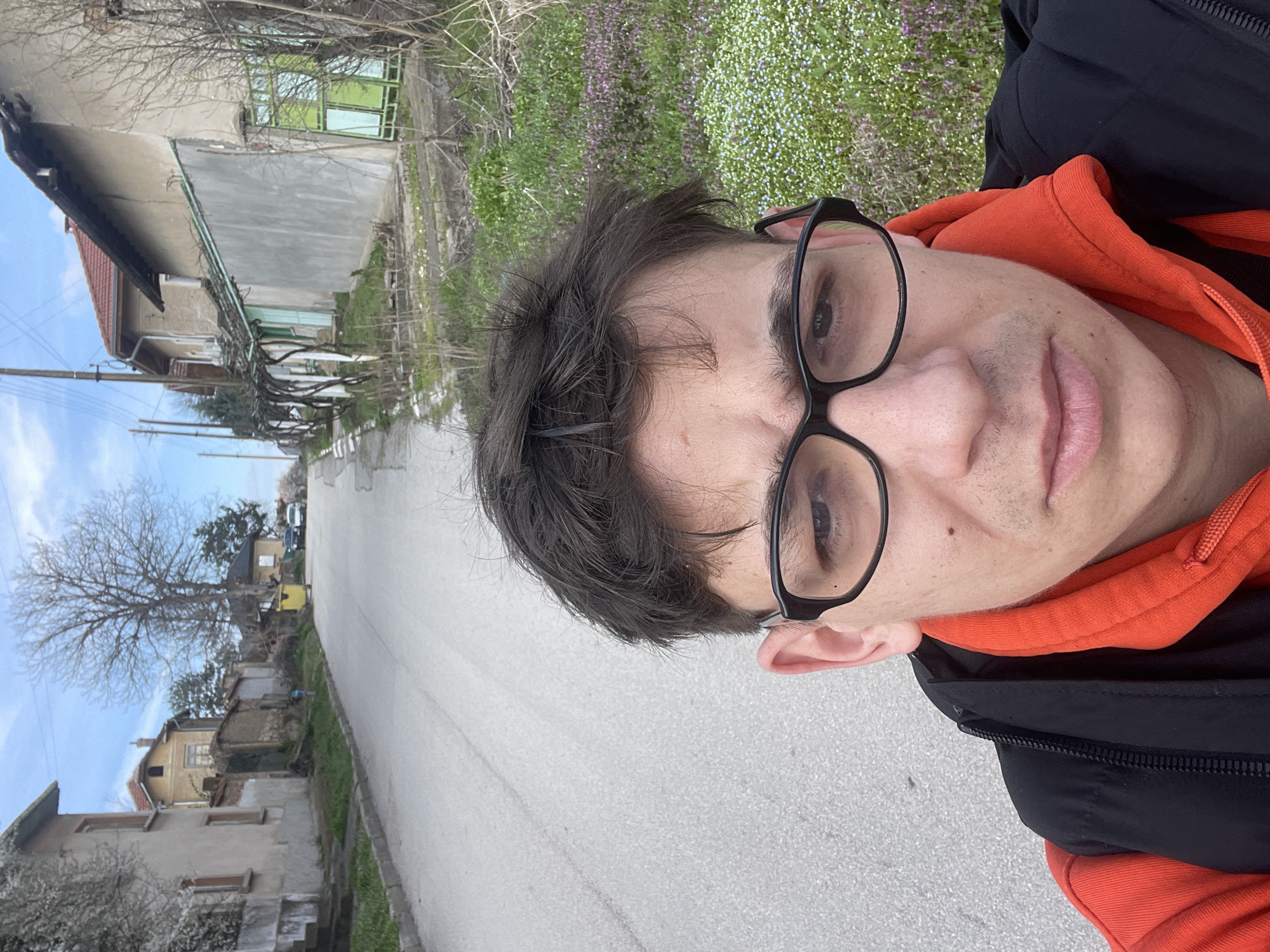 Person documents jogging preparation in rural Bulgarian town