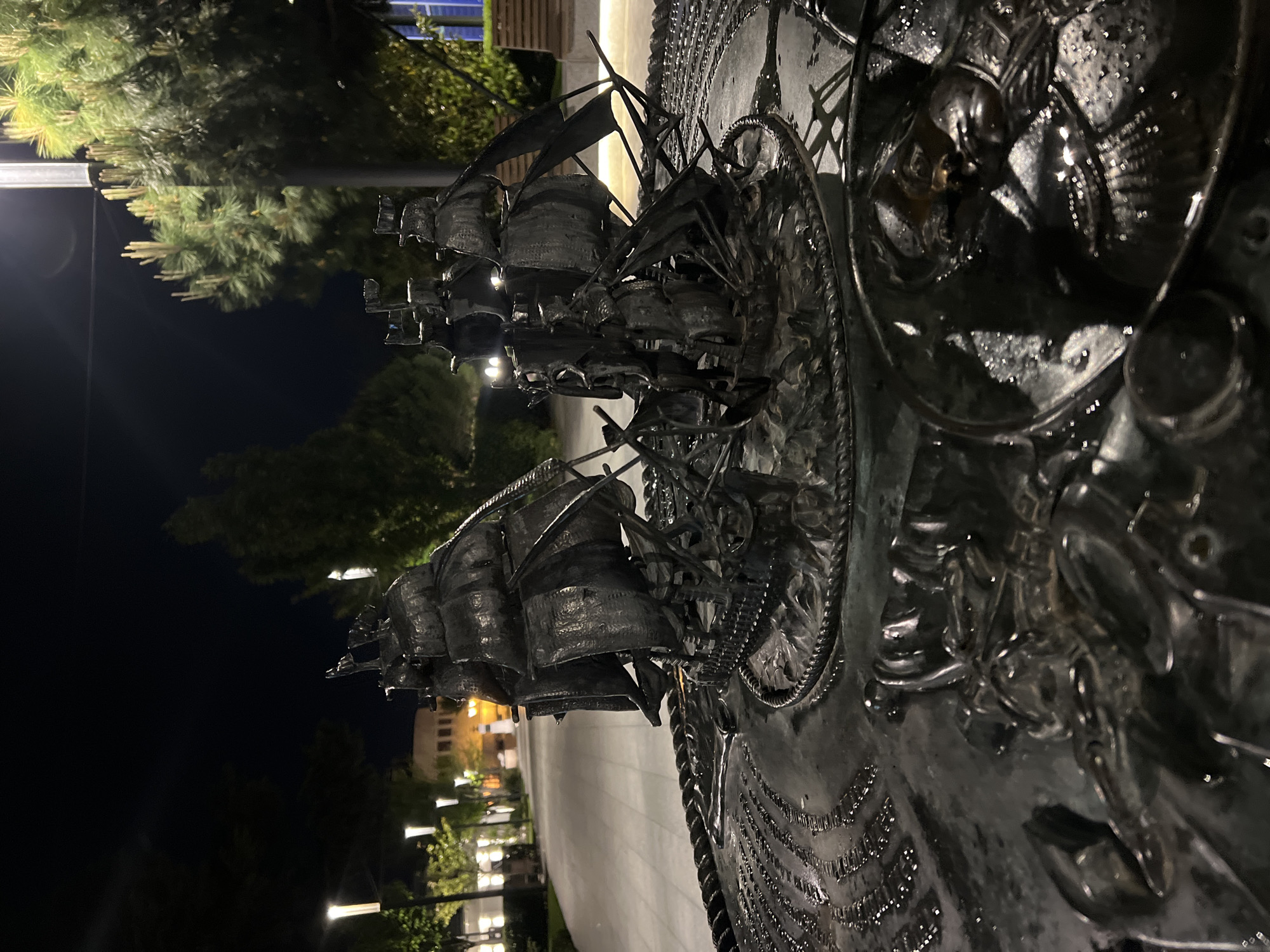 Nighttime walk through Sevastopol captures monuments, fountains, street scenes