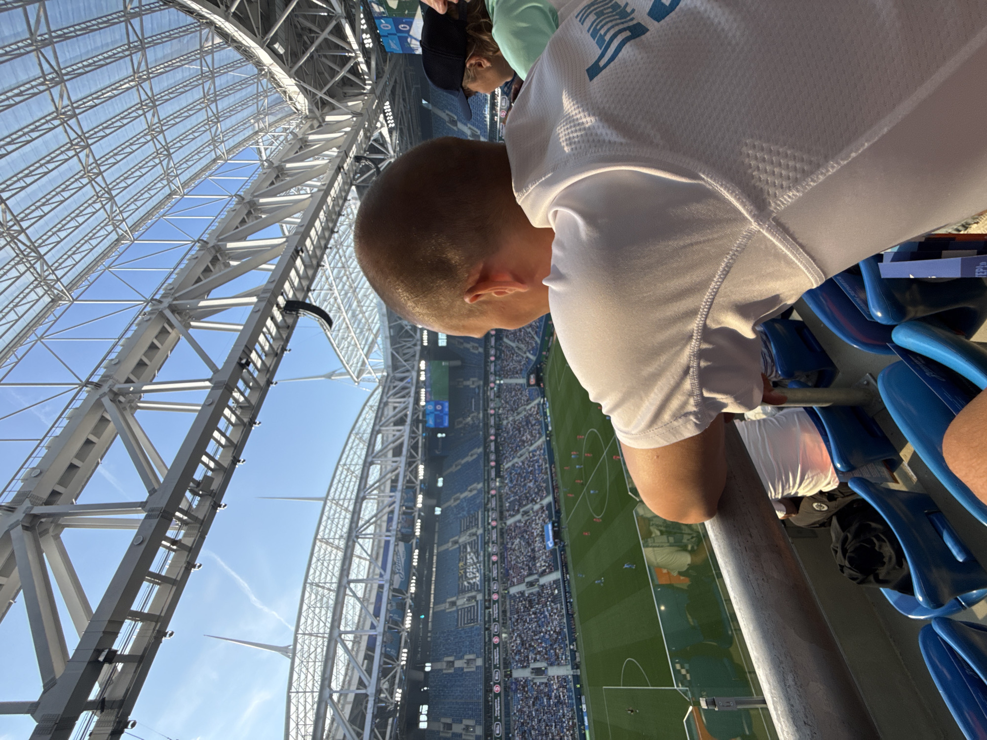 Match day ceremonies and live play at a Russian soccer stadium