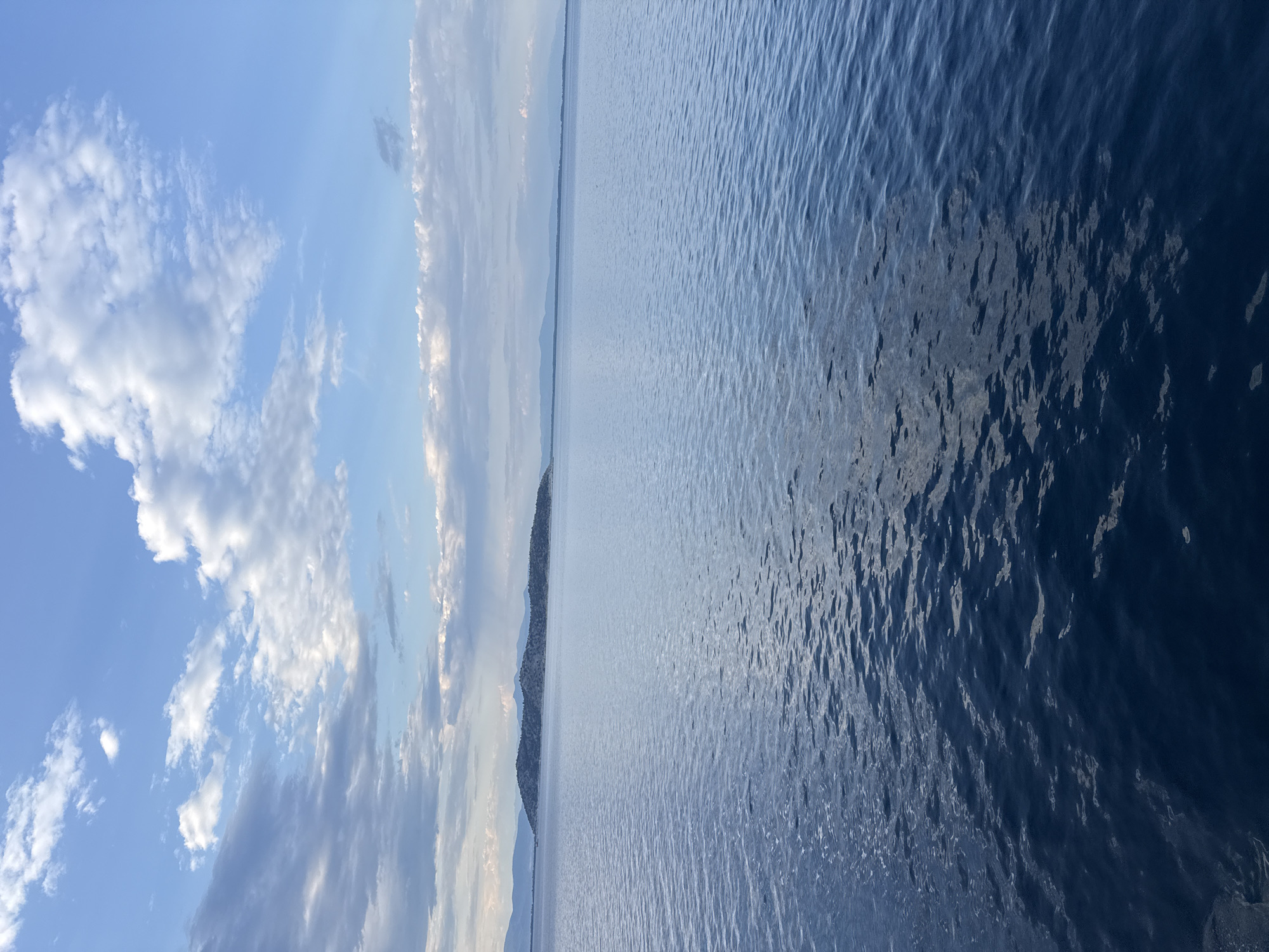 Deep blue Aegean Sea stretches out from Thassos coastline