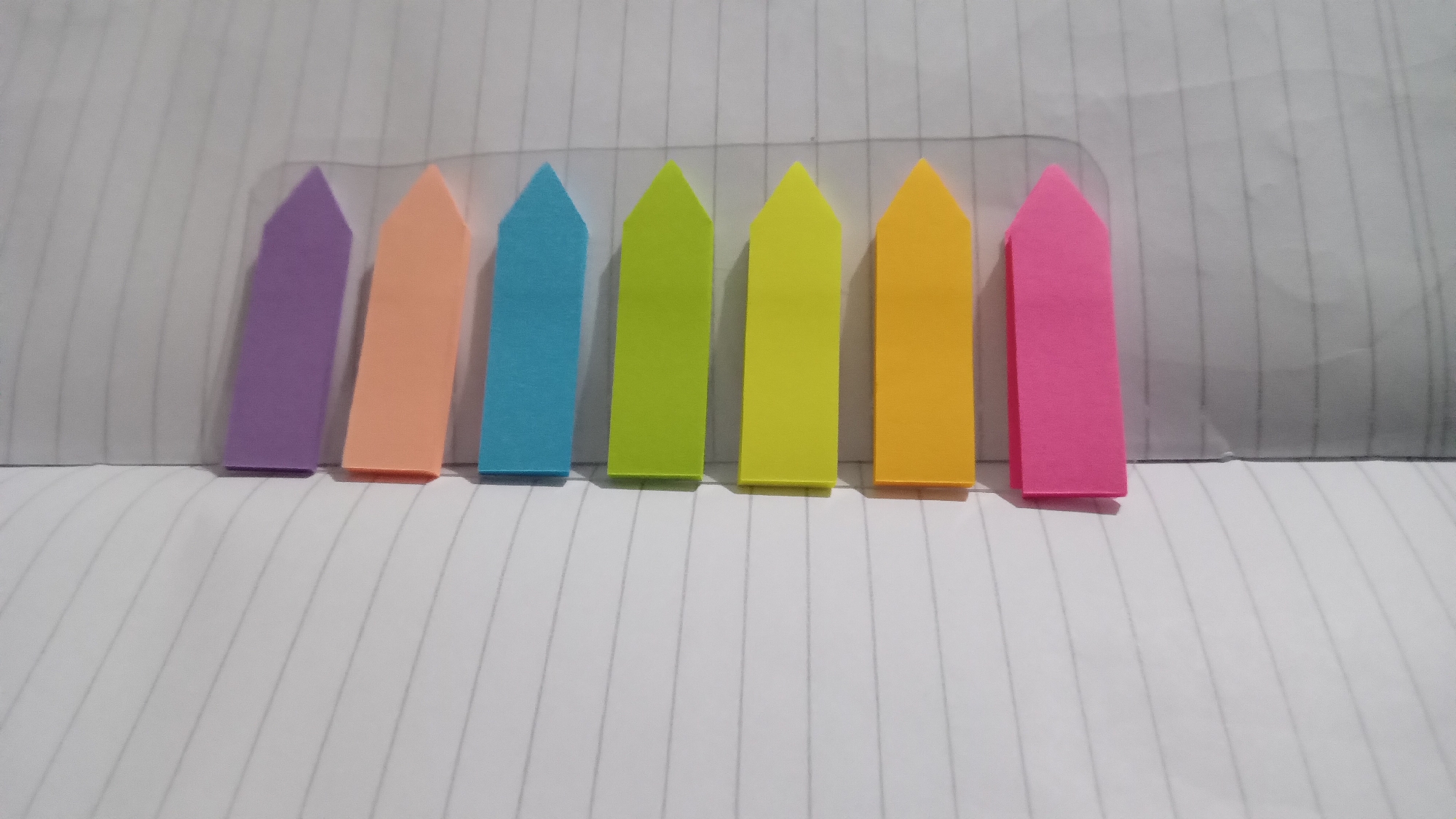 Colorful sticky note arrangement documented in Lhokseumawe, Indonesia