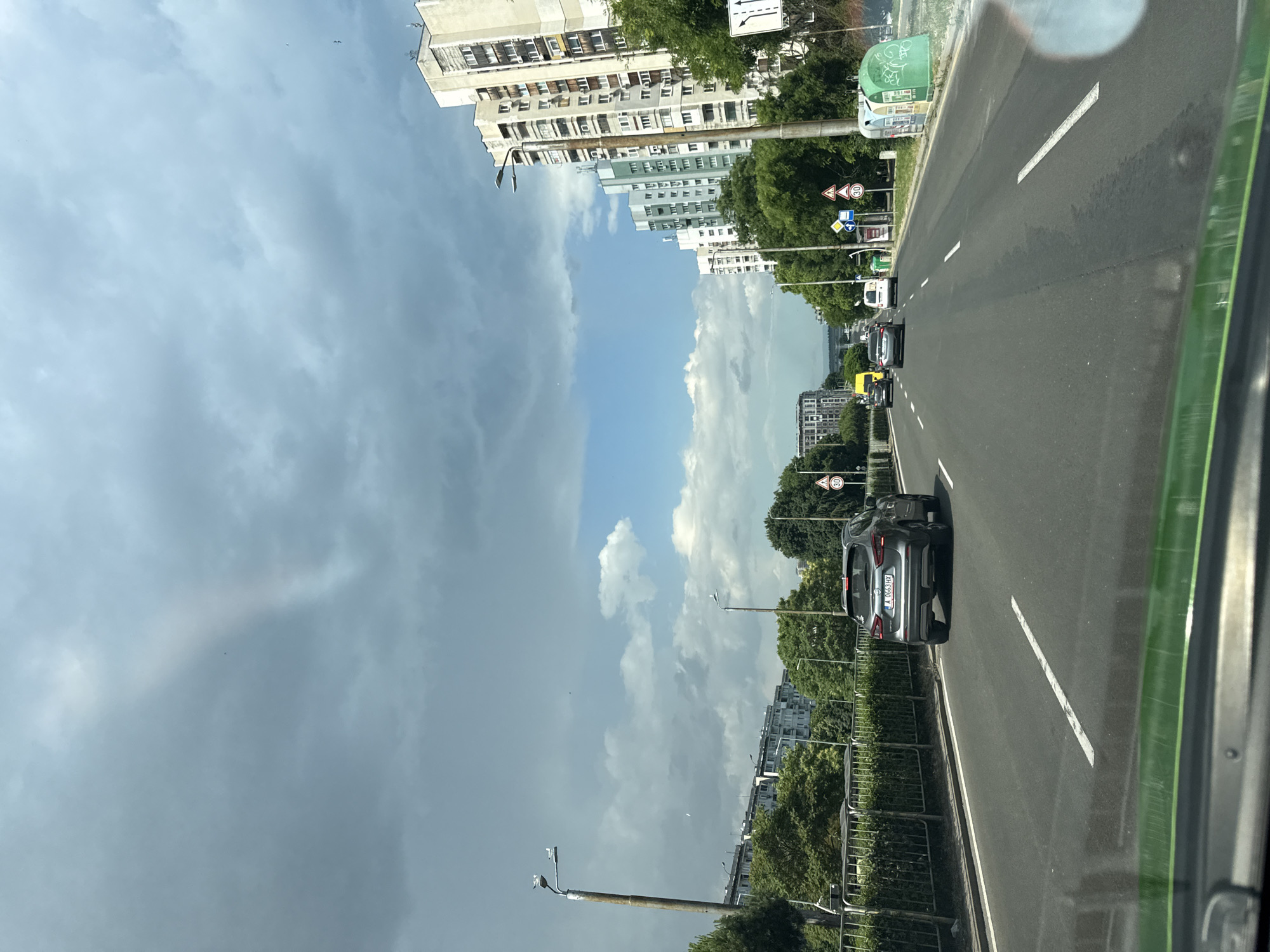 Rolling through Burgas streets on a partly stormy afternoon