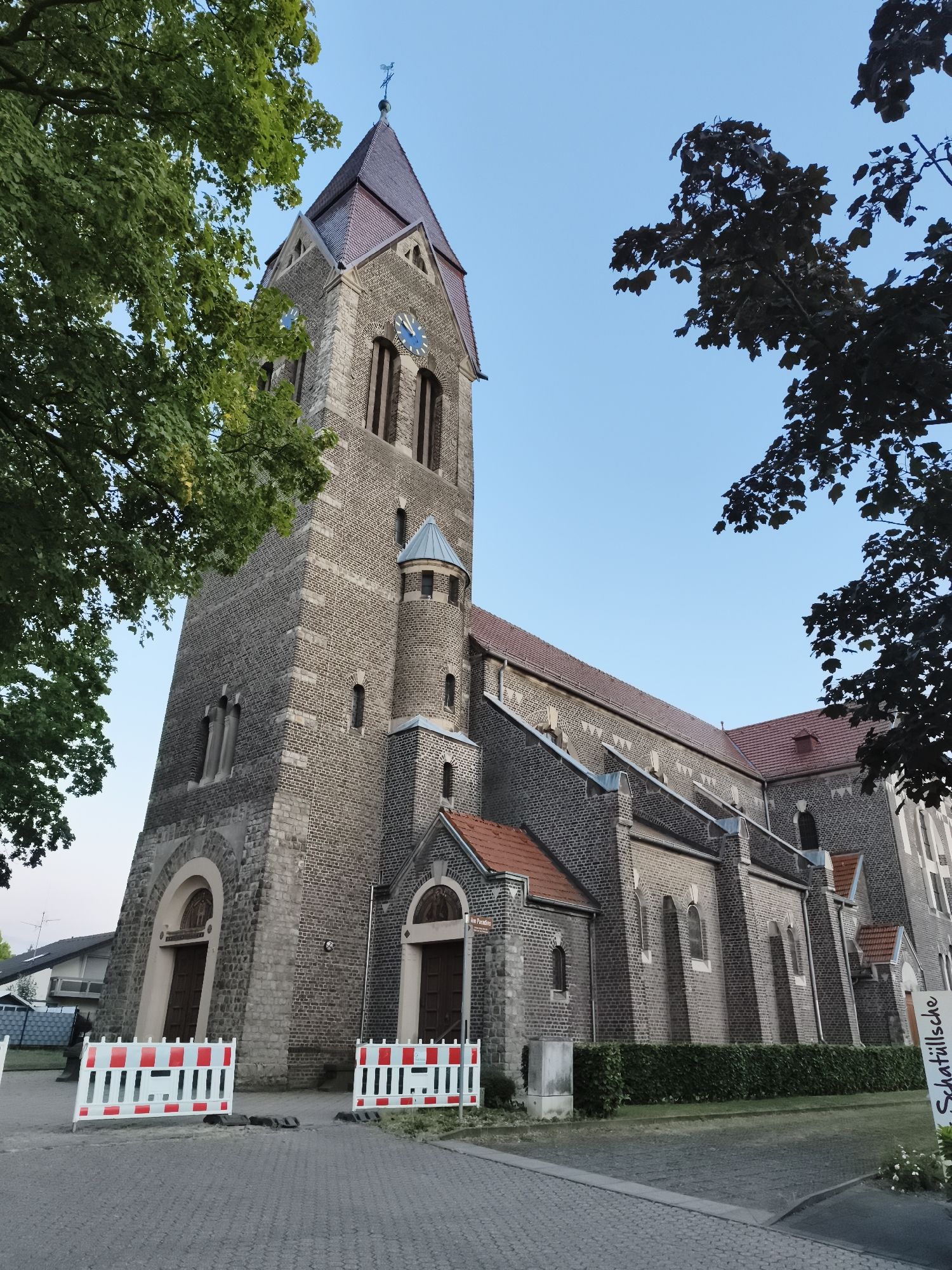 Brick streets, a church, and everyday scenes in Eschweiler