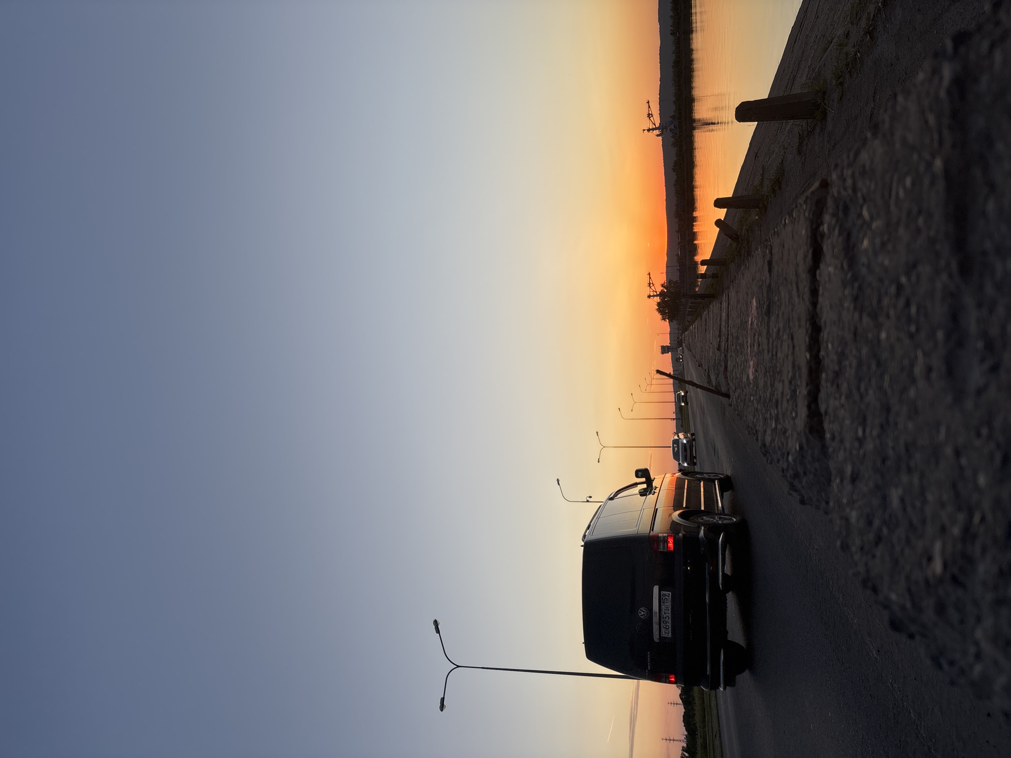Sunset evening along the Kama River in Chaikovsky