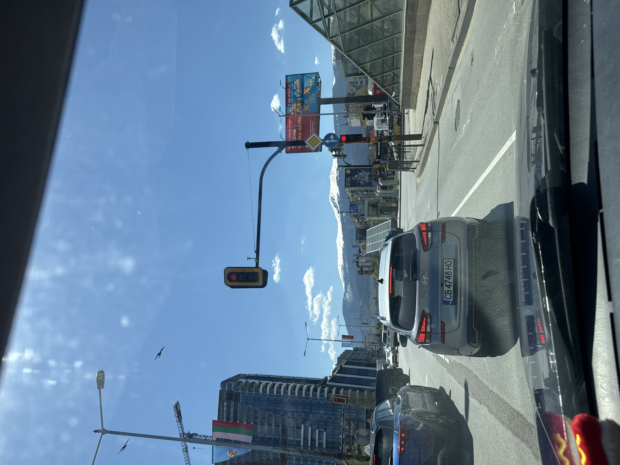 Morning scenes captured in Sofia: traffic congestion, McDonald's meal