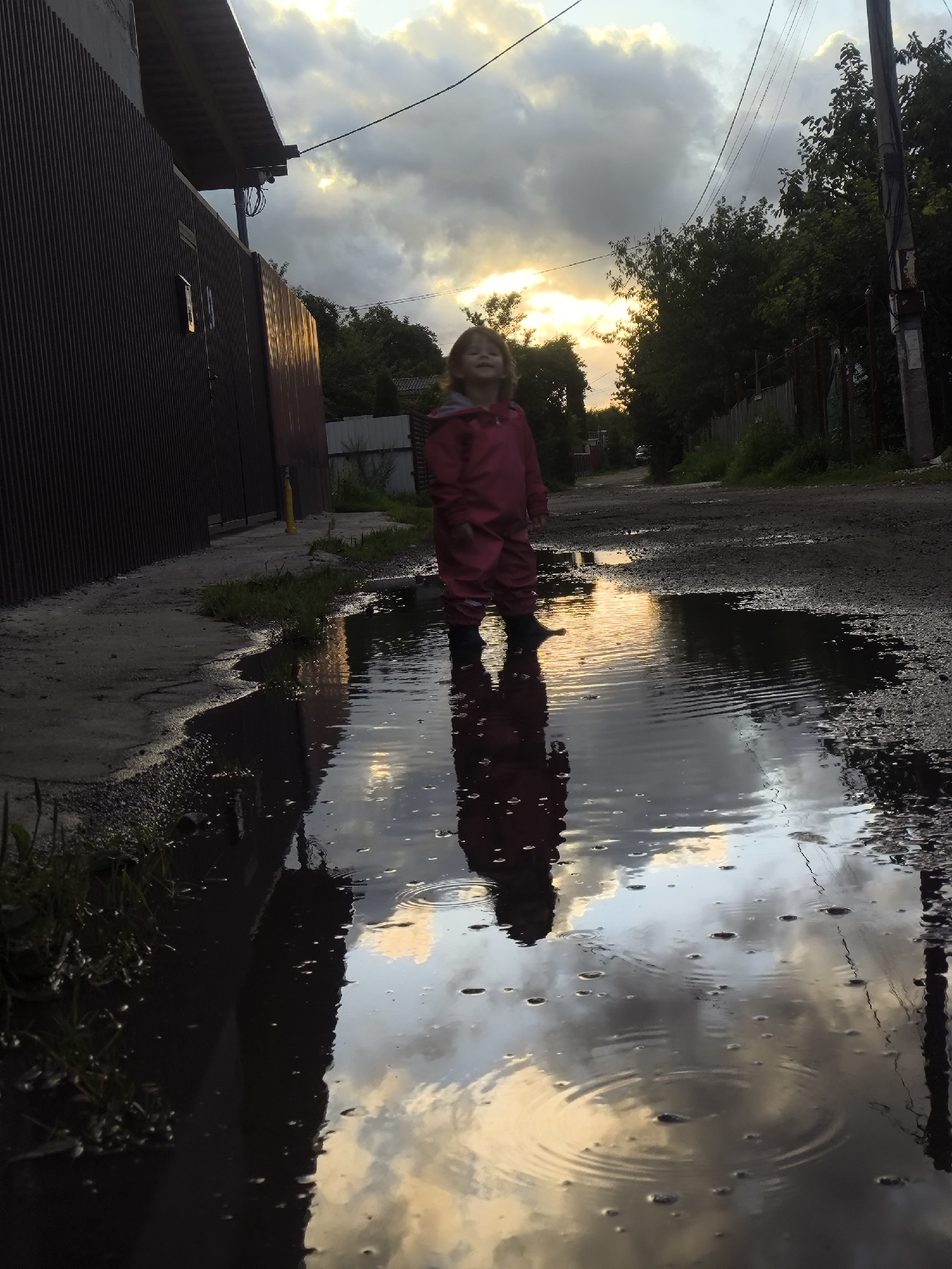 Kaliningrad afternoon after rain, dramatic skies and wet streets