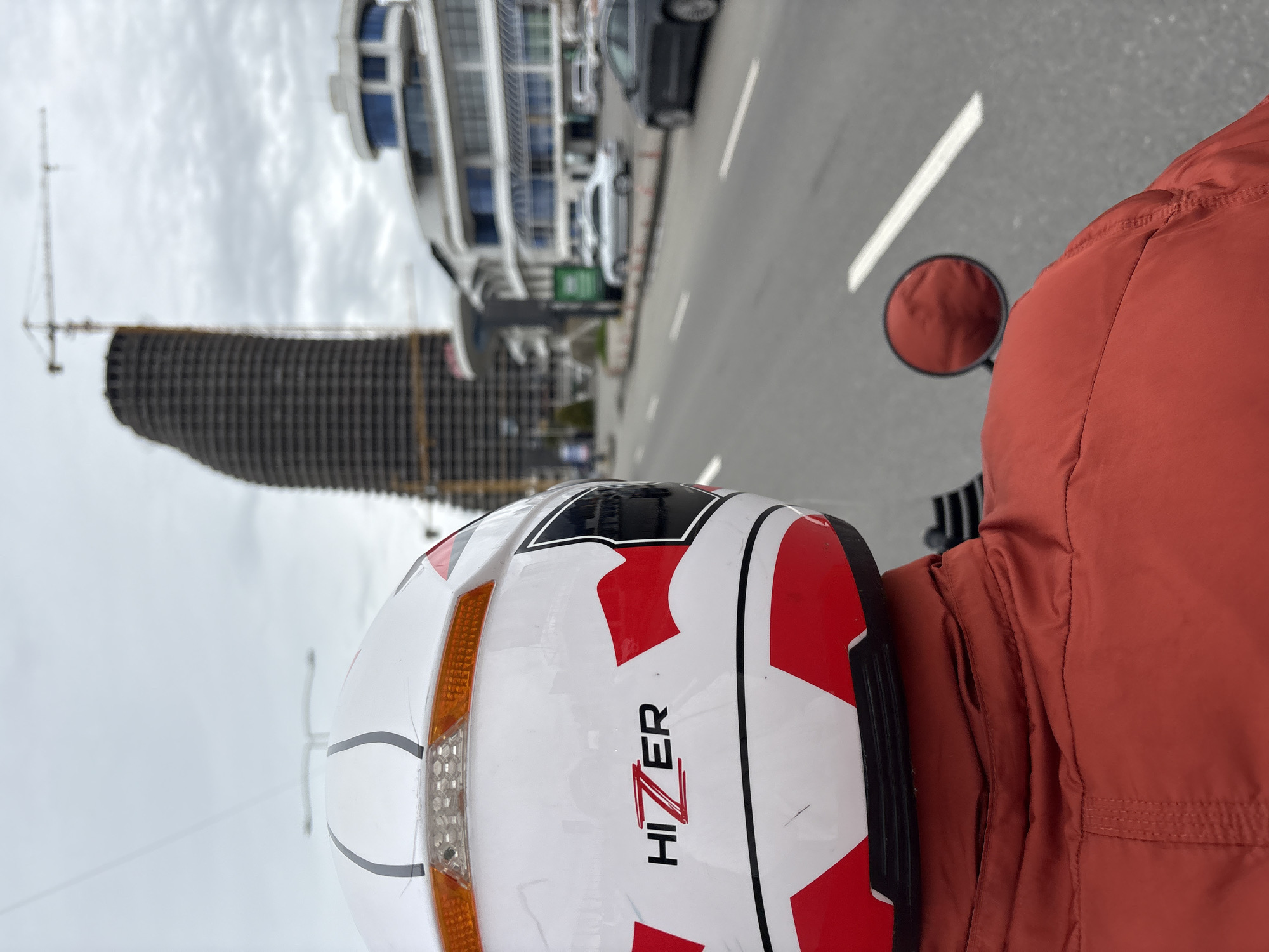 Motorcycle rider spotted on Batumi street wearing distinctive helmet