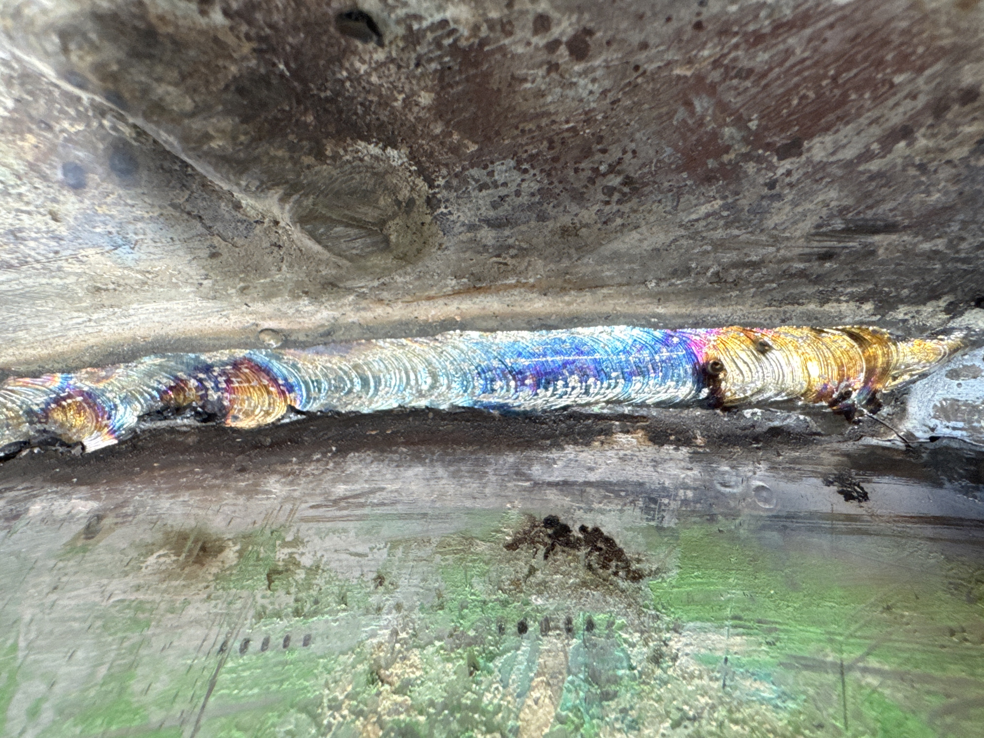 Welding work creates colorful seam in Barcelona
