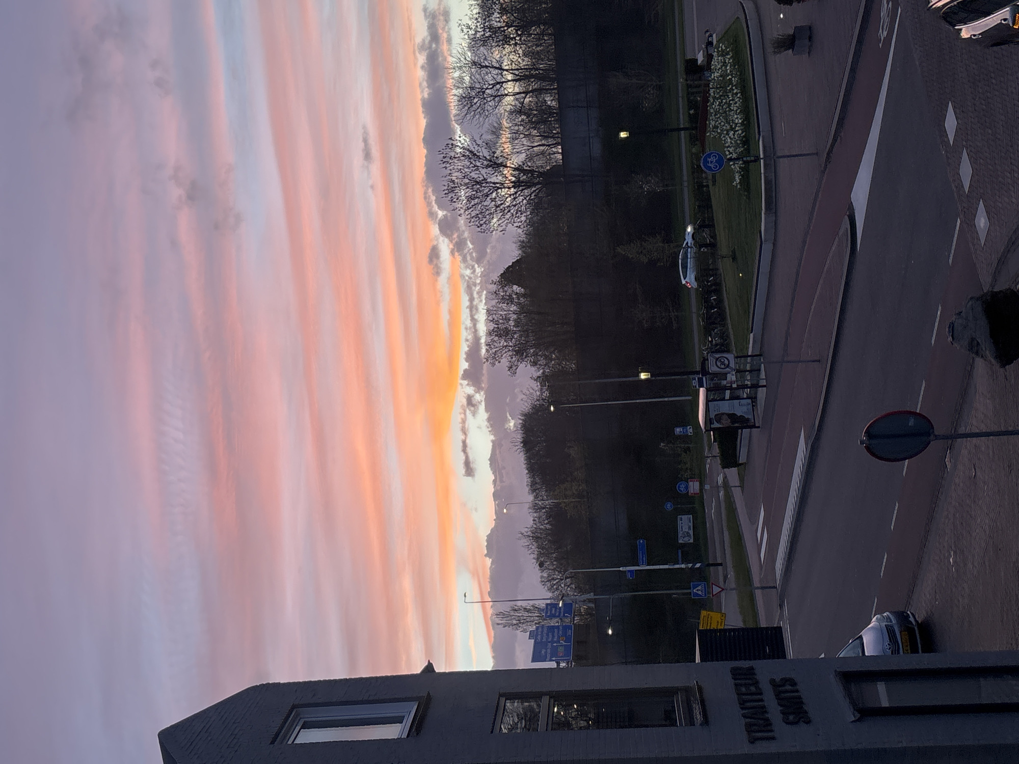 Colorful dusk sky photographed over Rothem, Netherlands