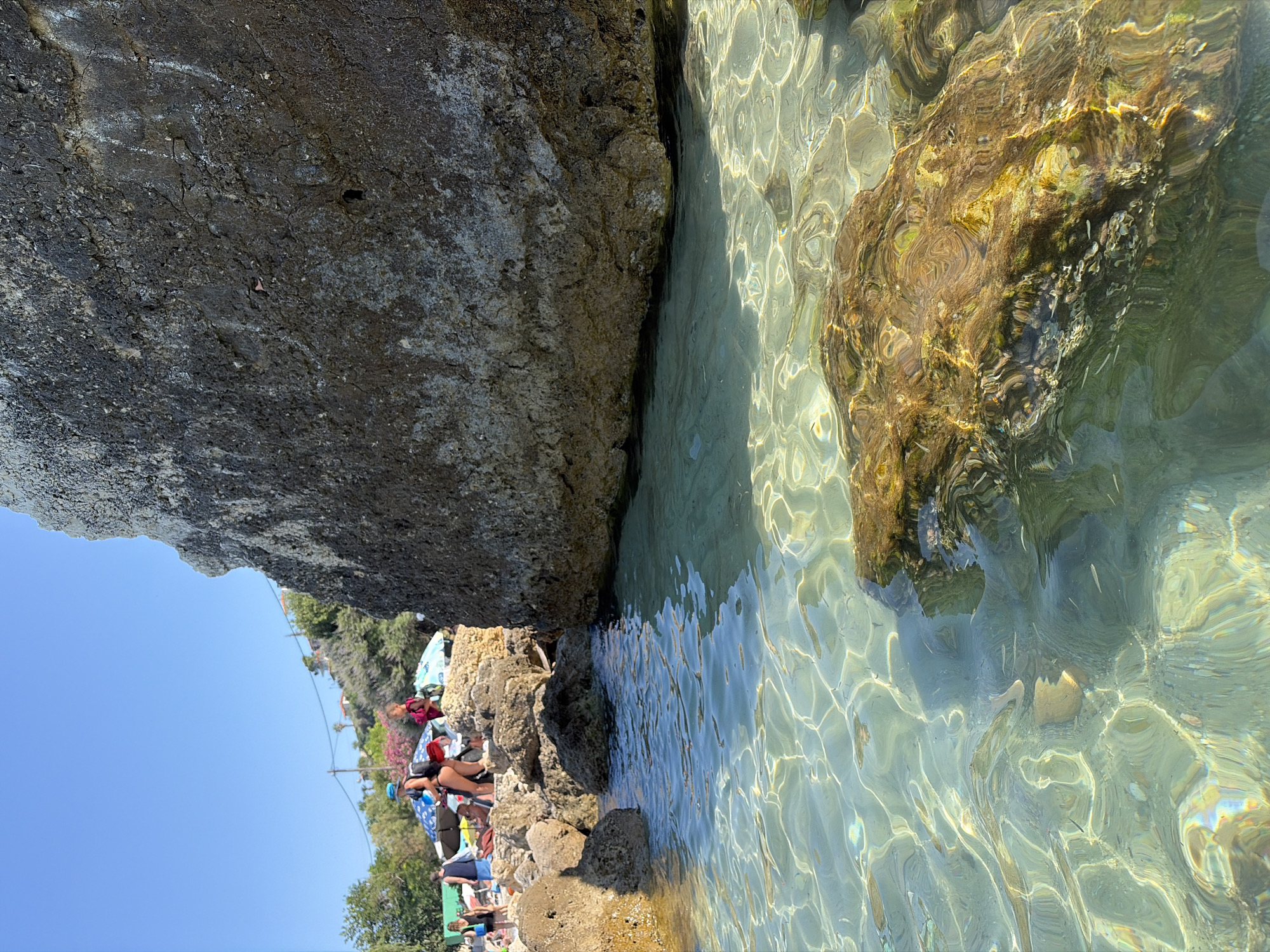 Sunny afternoon at a rocky Kassandra beach, Greece