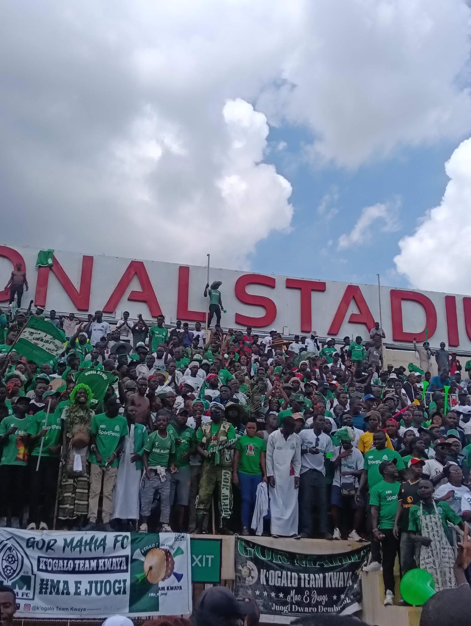 Green-clad crowd celebrates at Nyayo National Stadium in Nairobi