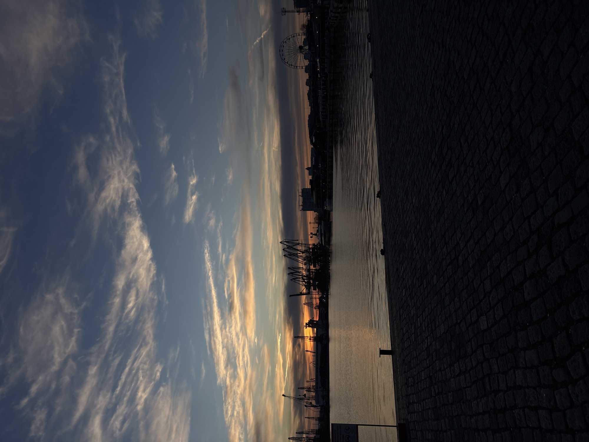 Sunset captured over Varna waterfront in Bulgaria