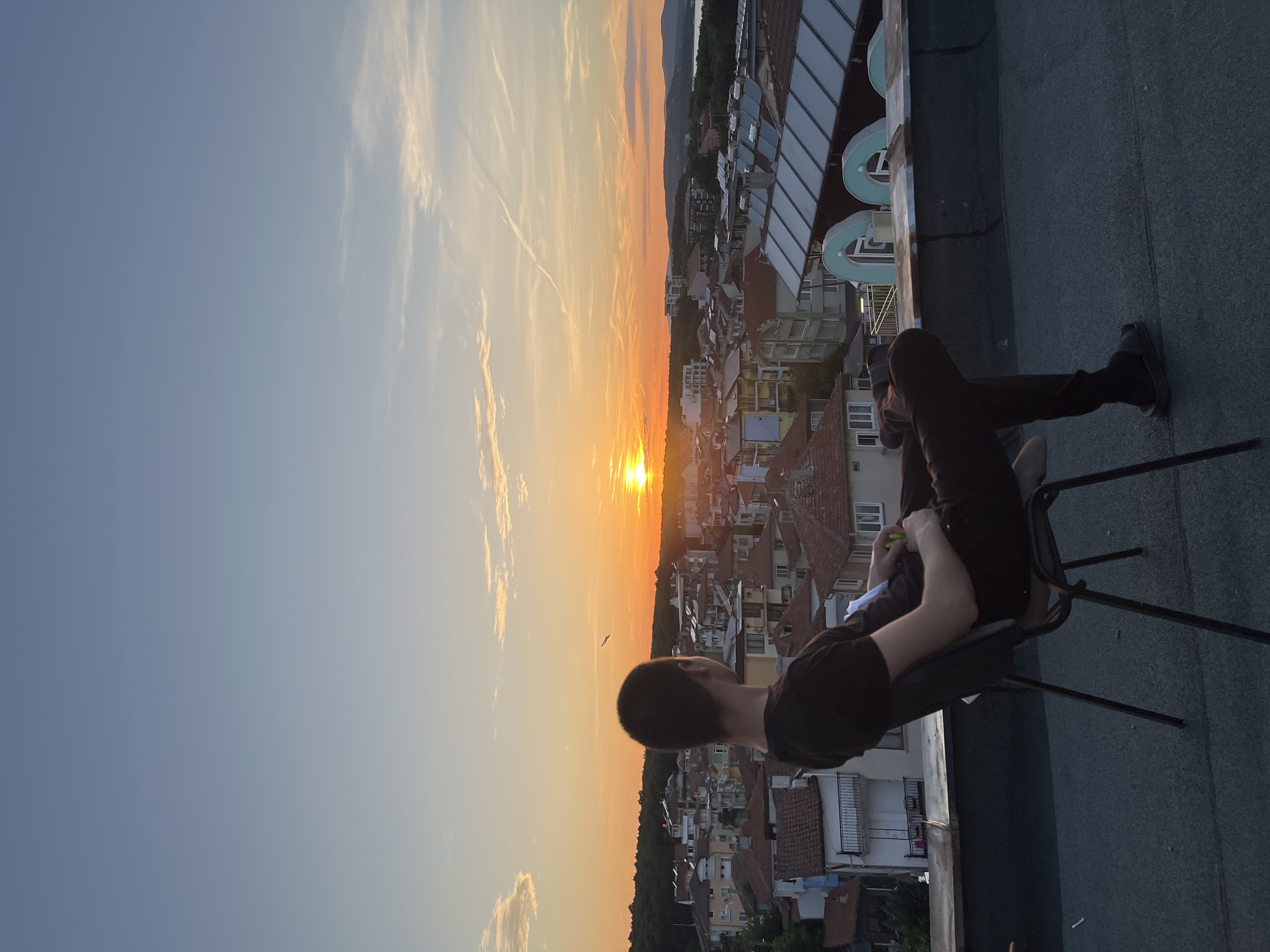 Rooftop sunset evening in Kiten, Bulgaria