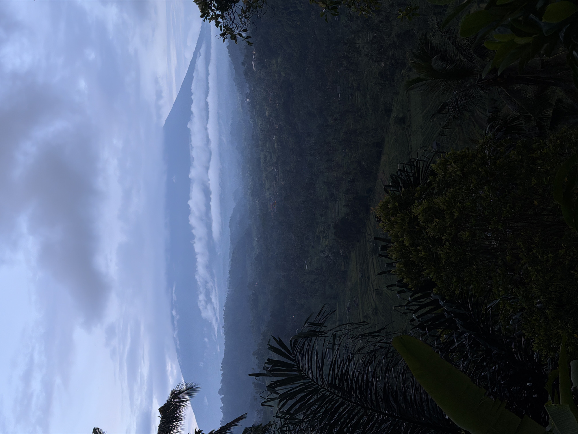 Cloudy mountain landscape observed in Sidemen, Indonesia