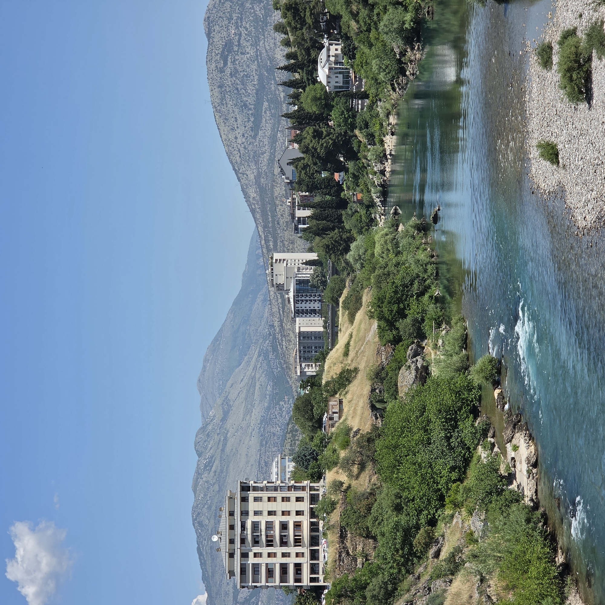 Morača River flows through central Podgorica, Montenegro