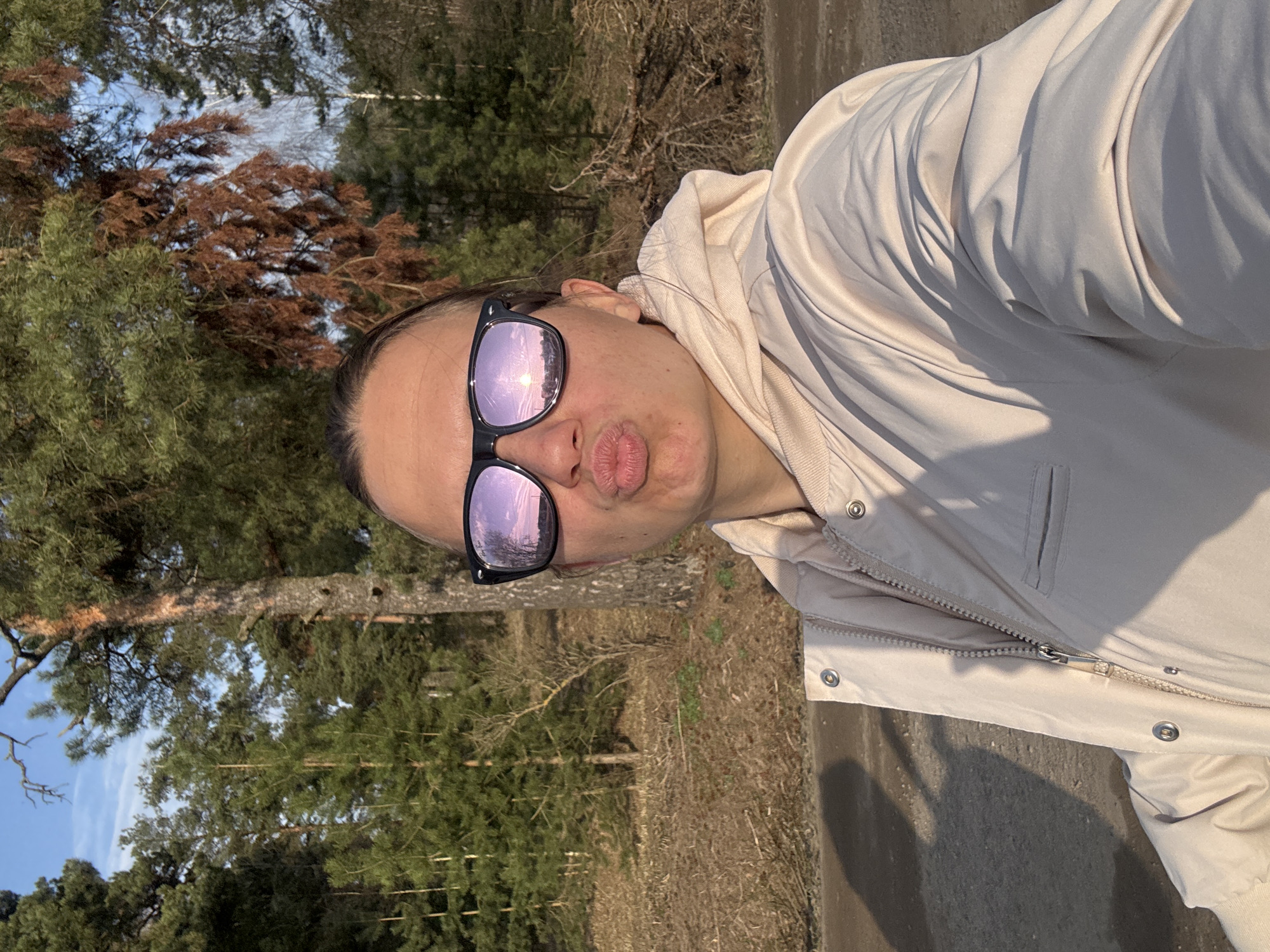Woman takes selfie outdoors in Gafidovo, Russia