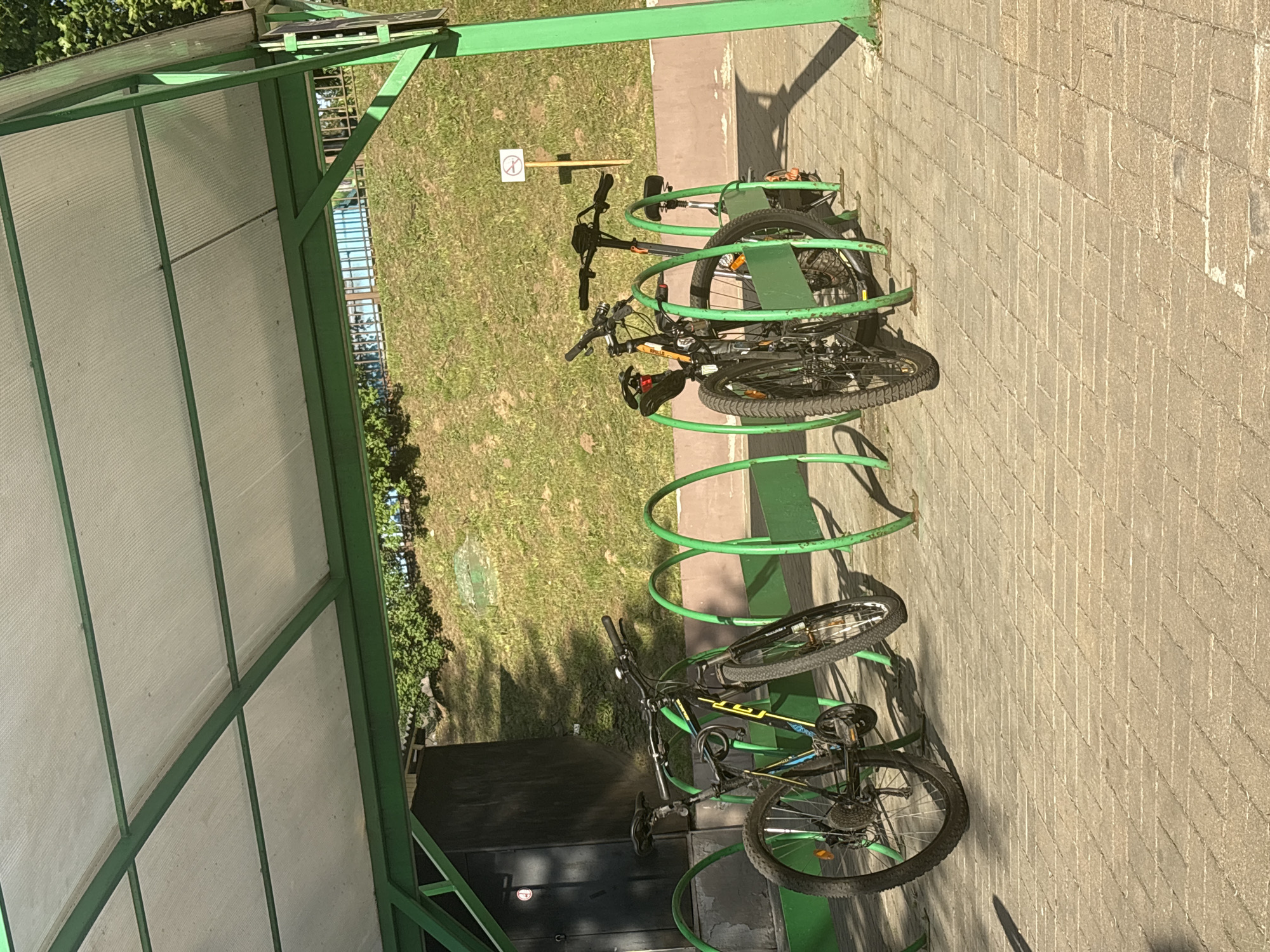 Bicycles parked at covered rack in Minsk