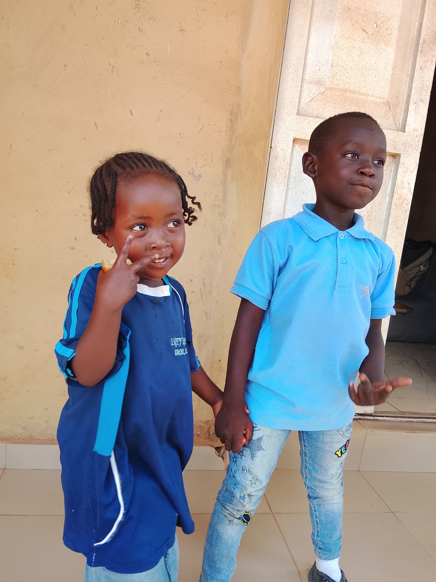 School children play during break time in Kuru Dungus