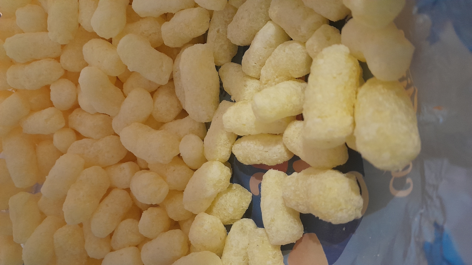 Strawberry jam, dried fish, corn puffs, and two dogs in vests
