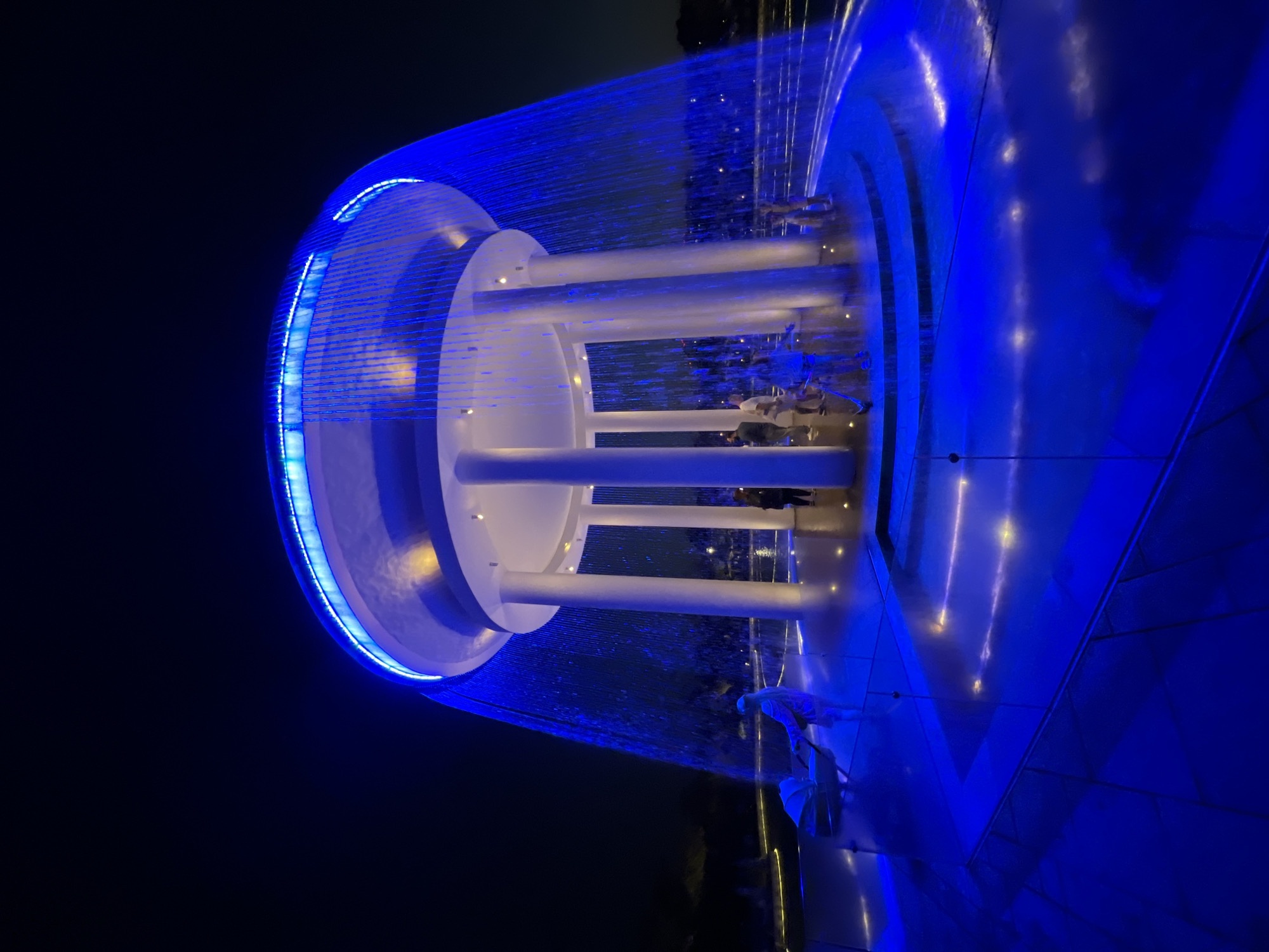 Krasnodar's color-lit fountain draws a crowd on a summer night