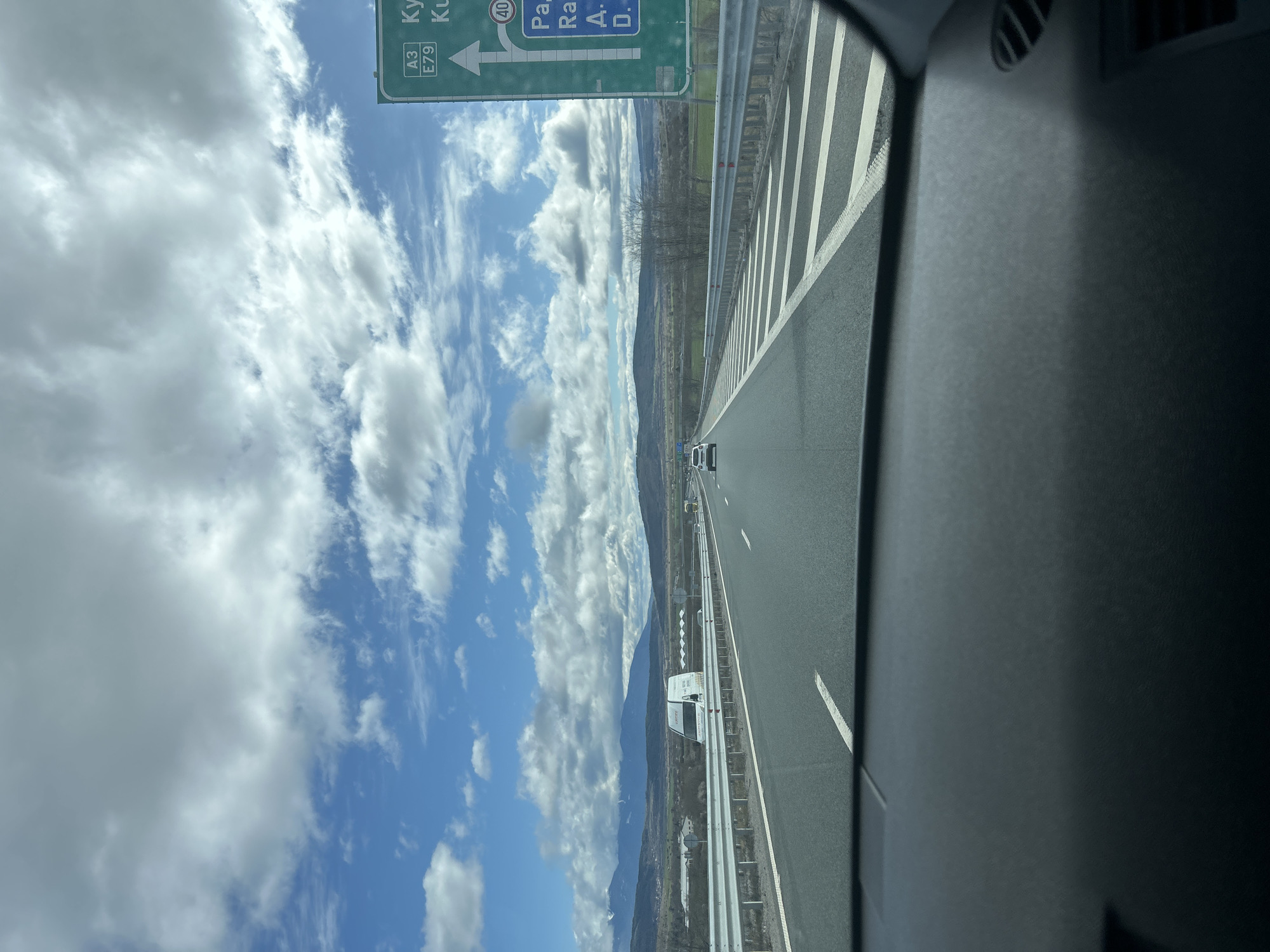 Driver passes Dolna Dikanya exit on A3/E79 highway Bulgaria