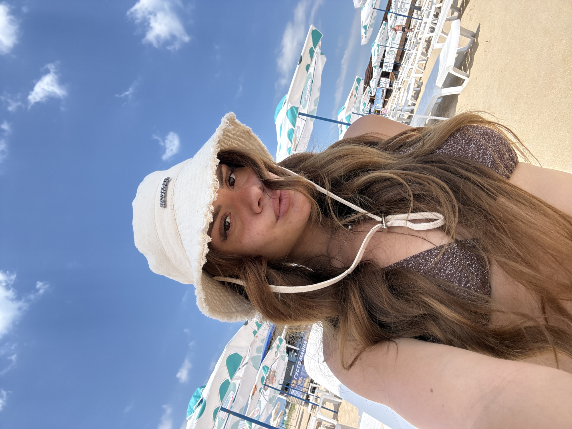 Beach selfie session on a sunny morning in Primorsko