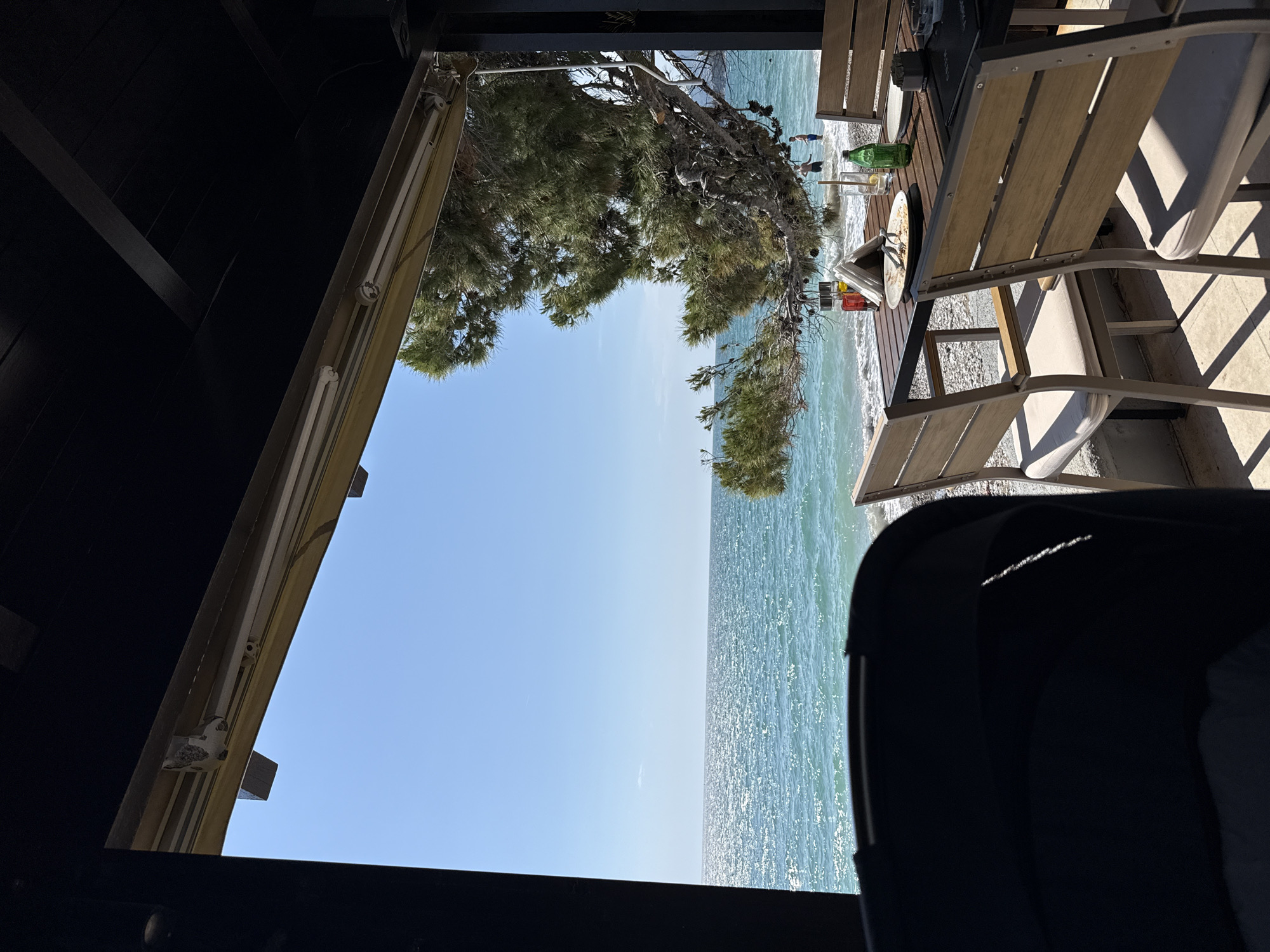 Beachfront dining experience captured in Bar, Montenegro coastal restaurant