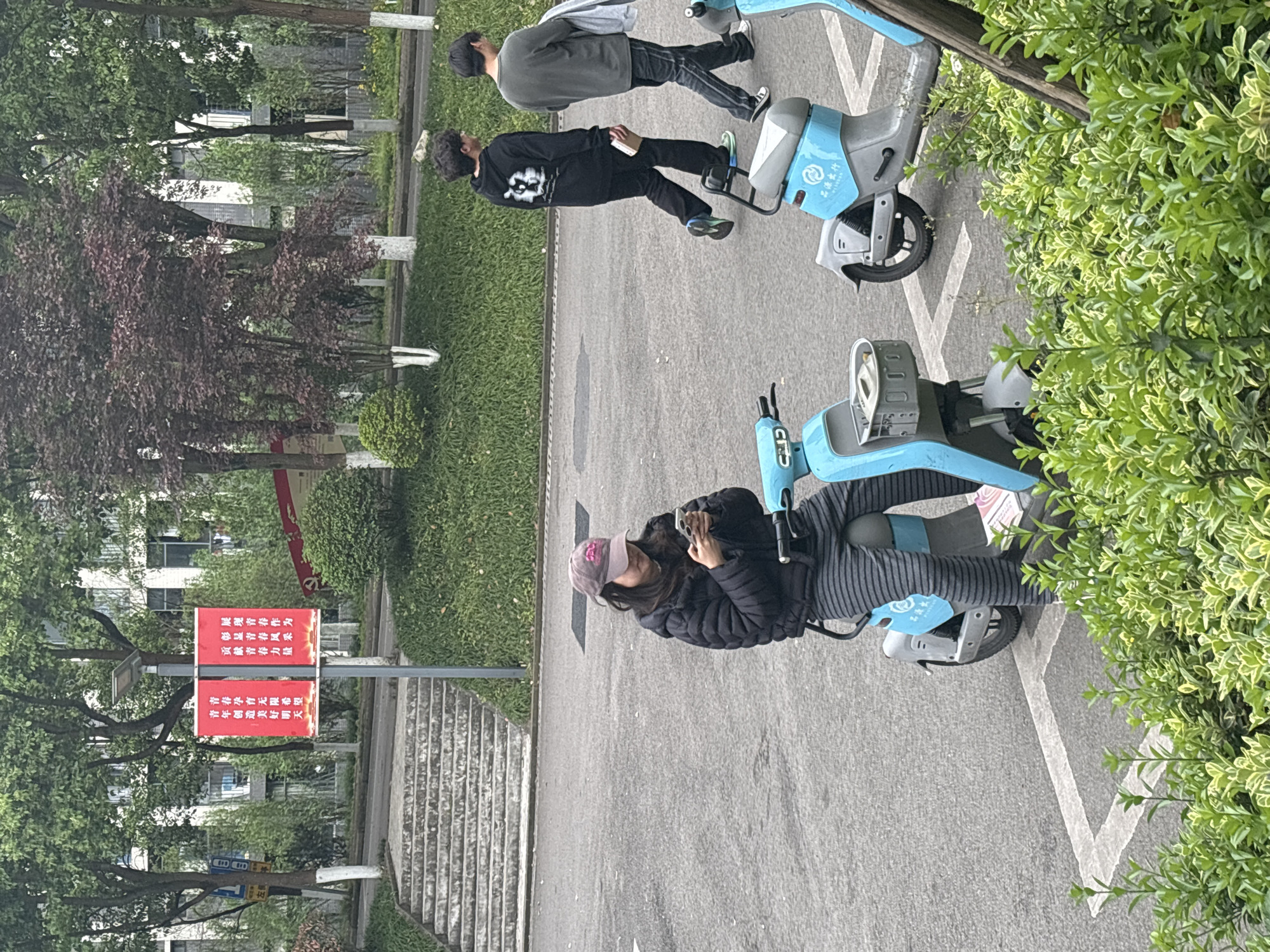 Early morning street scenes with e-bikes in Jiangjin, China
