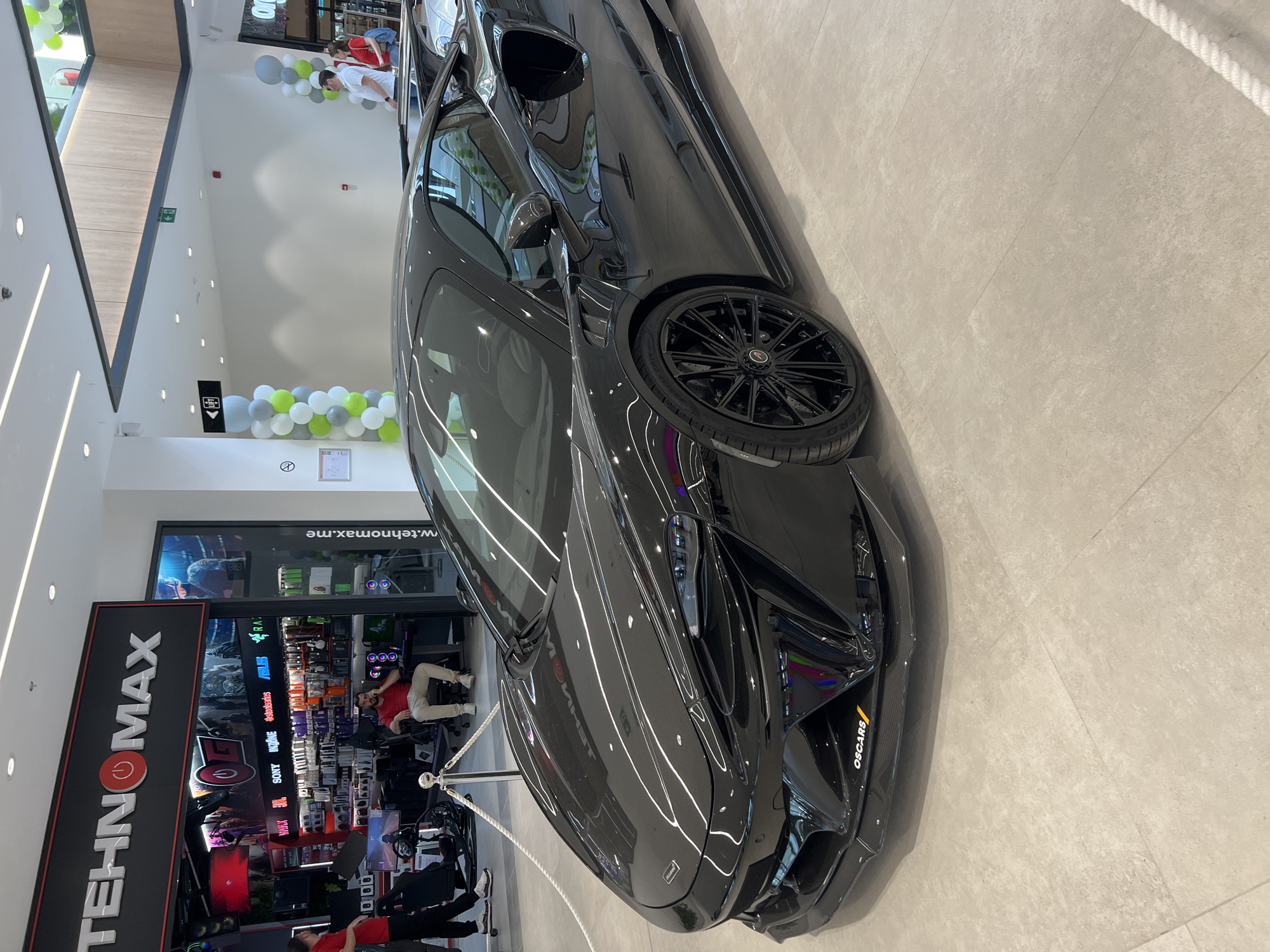 Luxury sports cars exhibited in Montenegro retail space