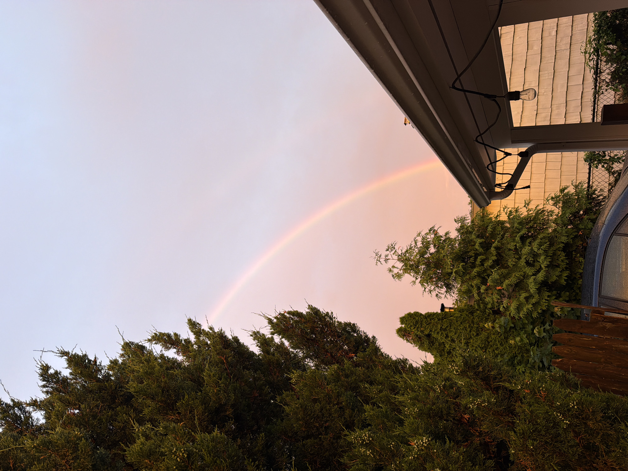 Double rainbow and vivid sunset light up Riverhead neighborhoods
