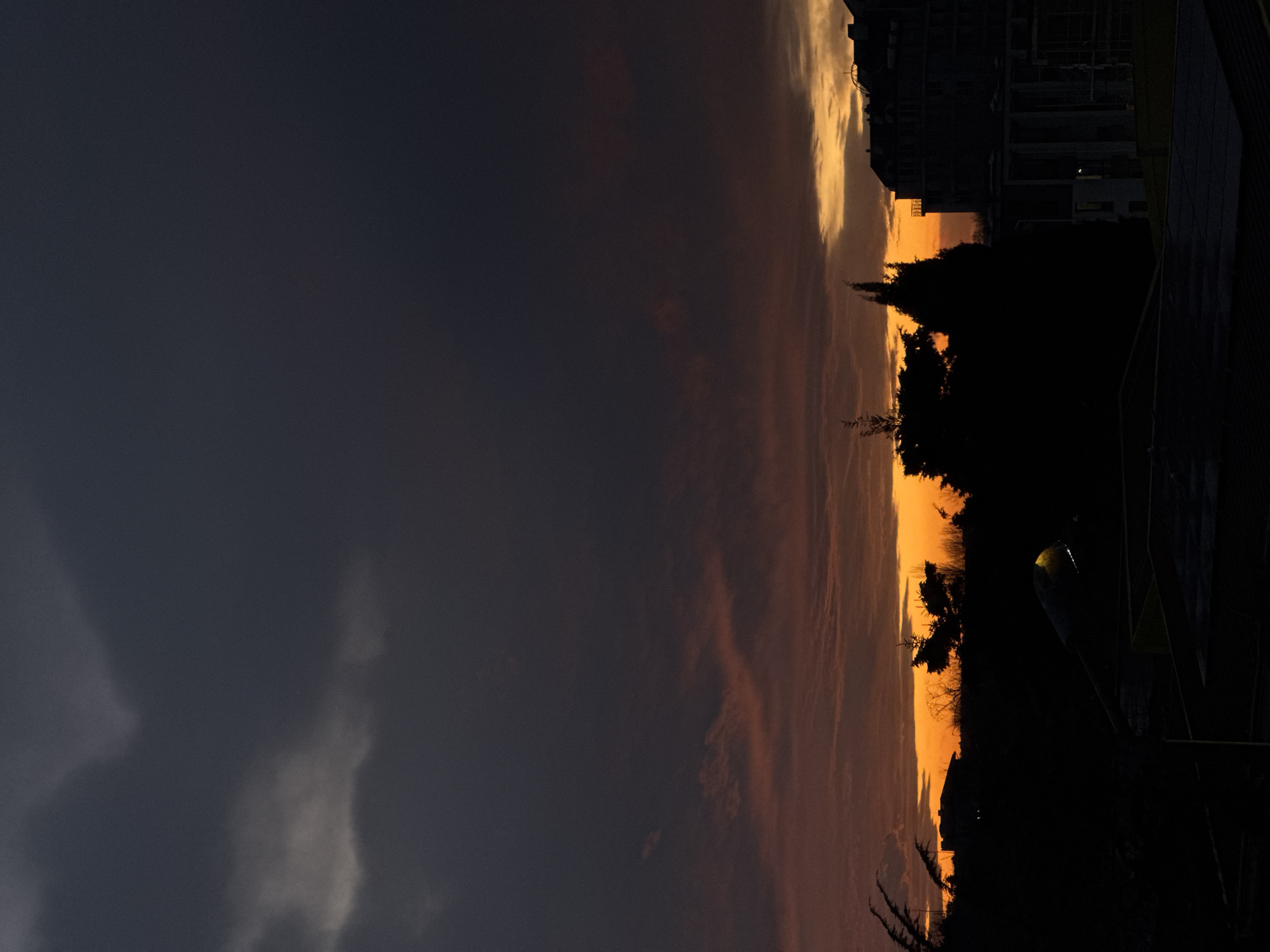 Dramatic sunset colors illuminate Tsarevo Bulgaria skyline