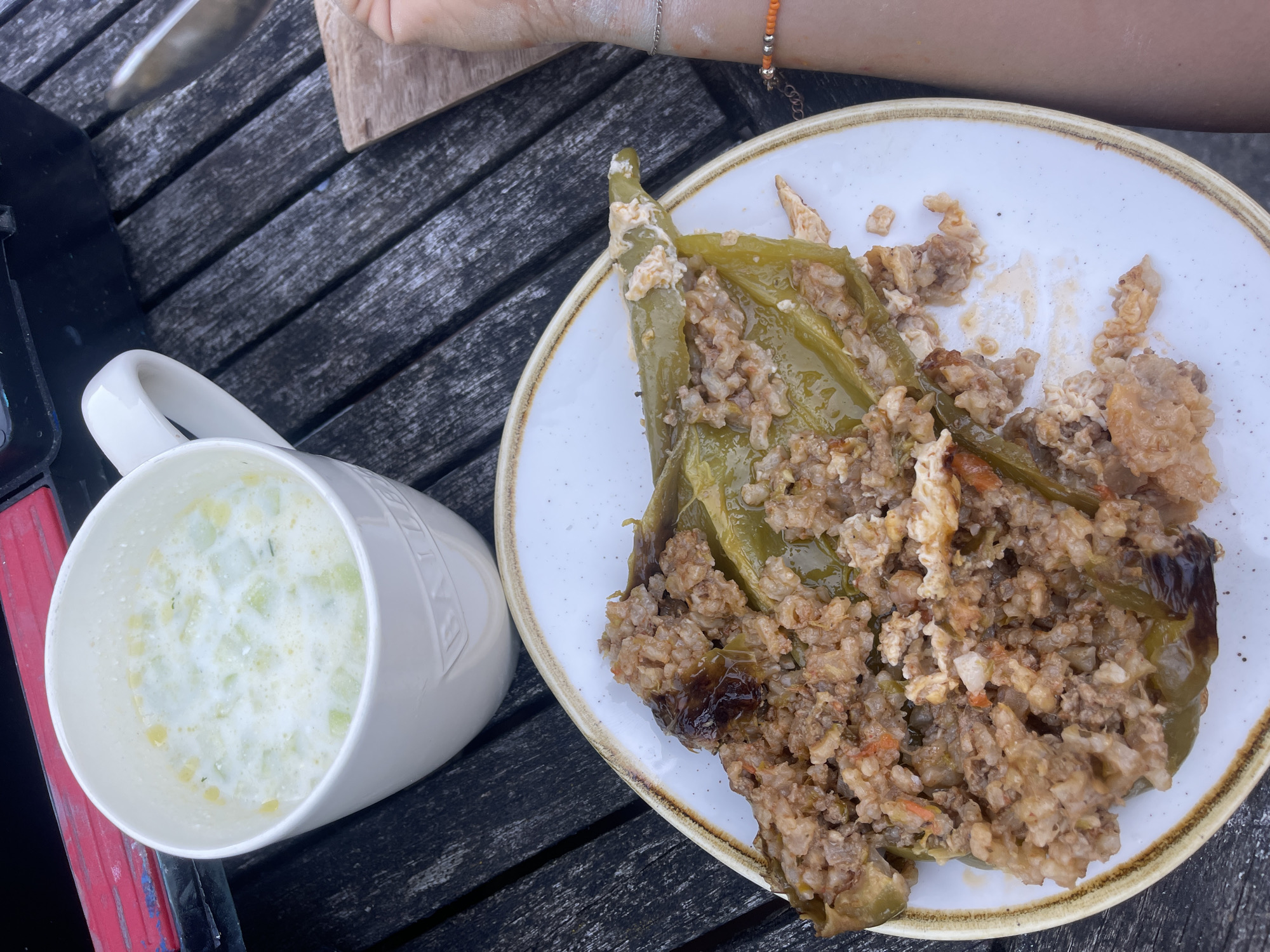 Outdoor lunch documented with reflective spoon selfies in Maidstone