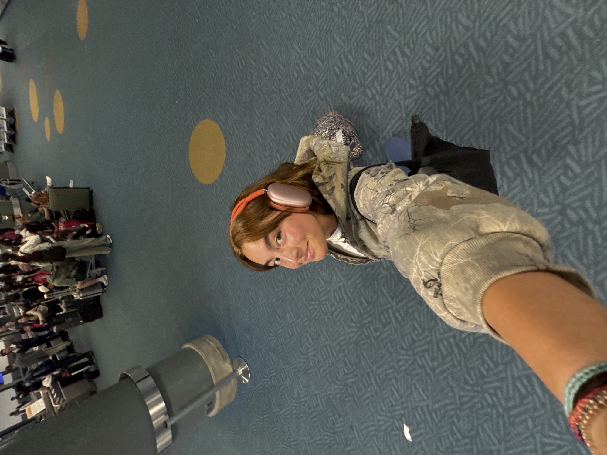 Woman photographed at Vancouver International Airport terminal