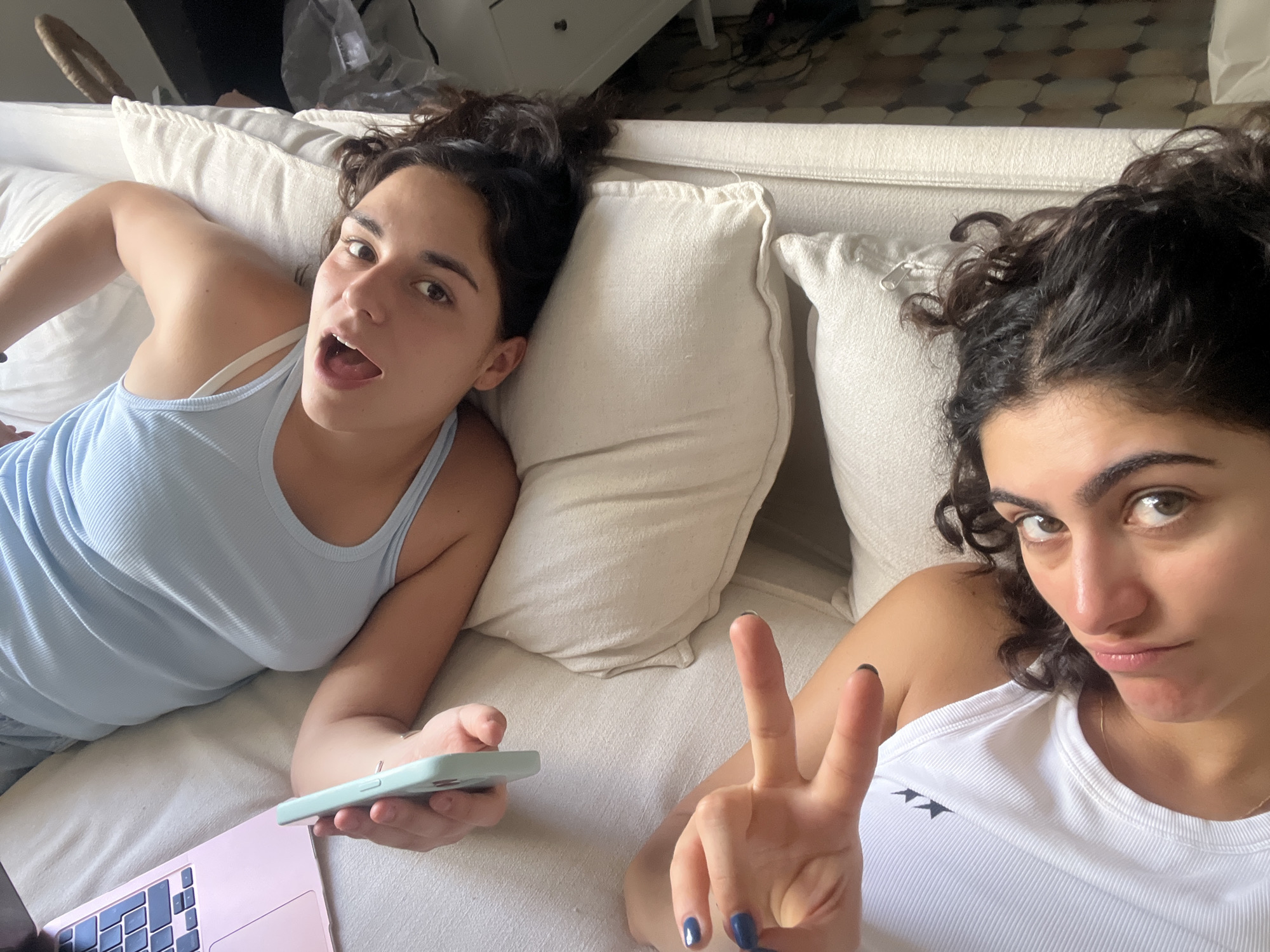Lazy afternoon in a Paris living room, gadgets and all